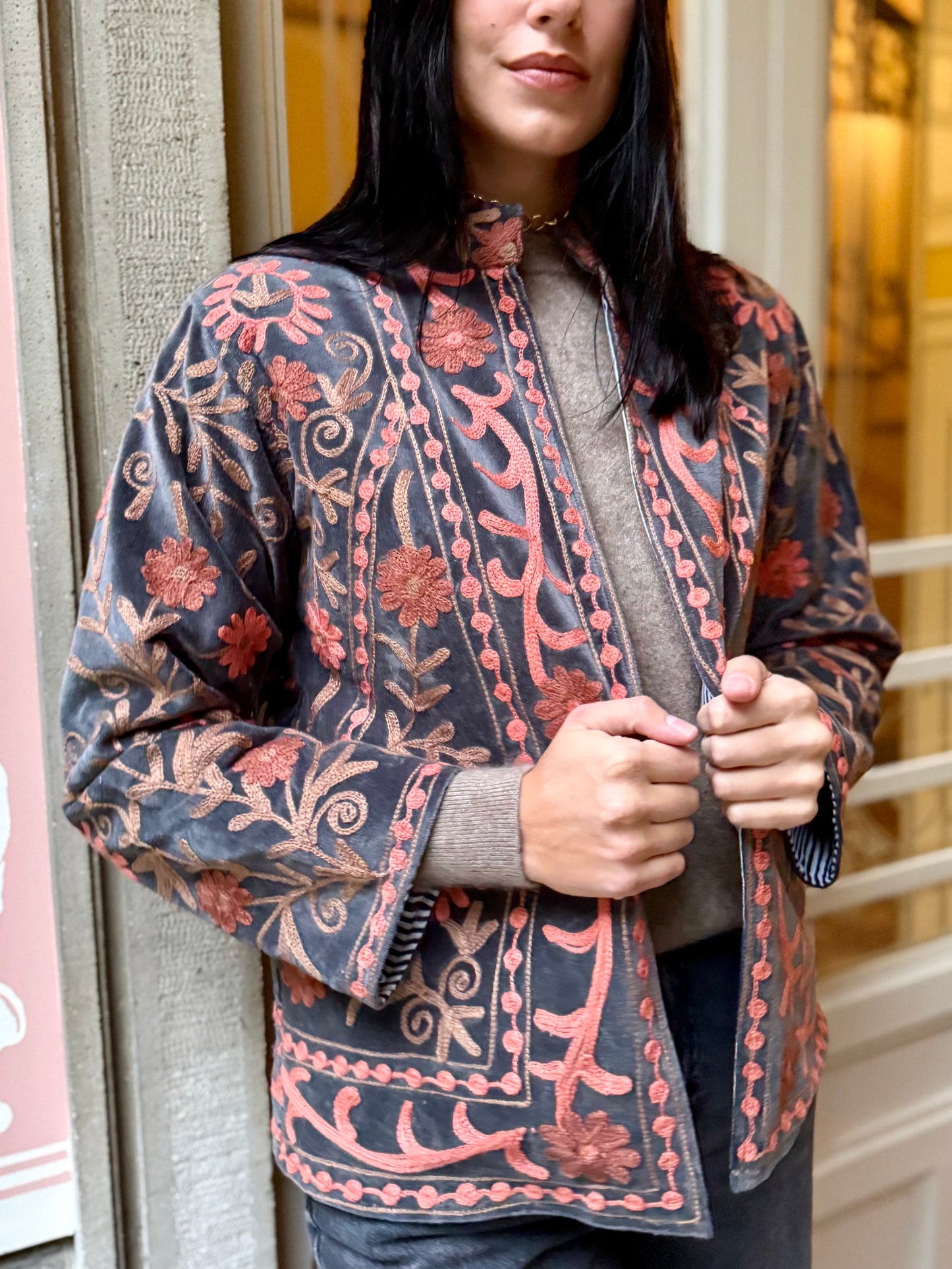 Paris Velvet Jacket - Grey Medium