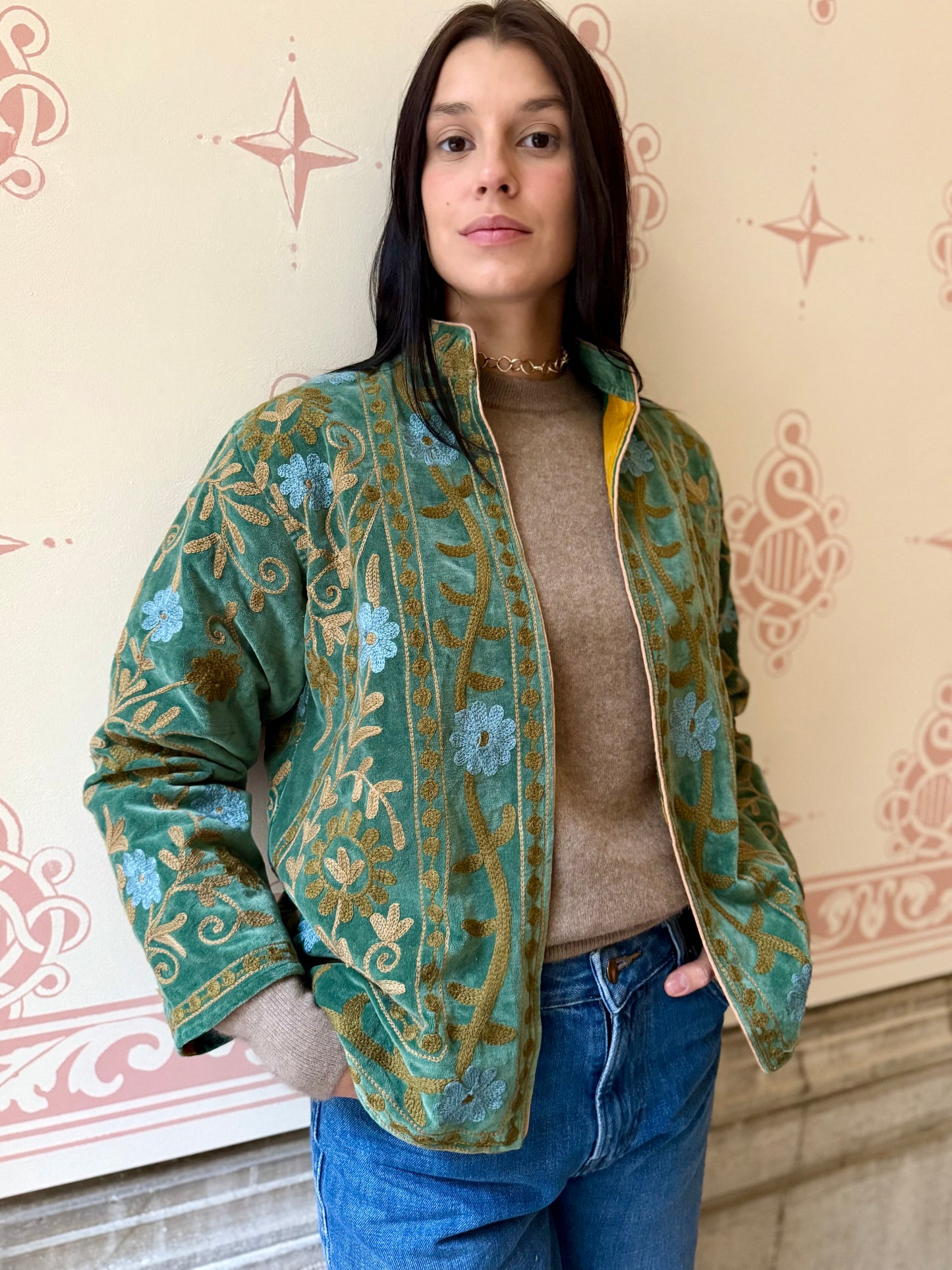 Paris Velvet Jacket - Green Medium