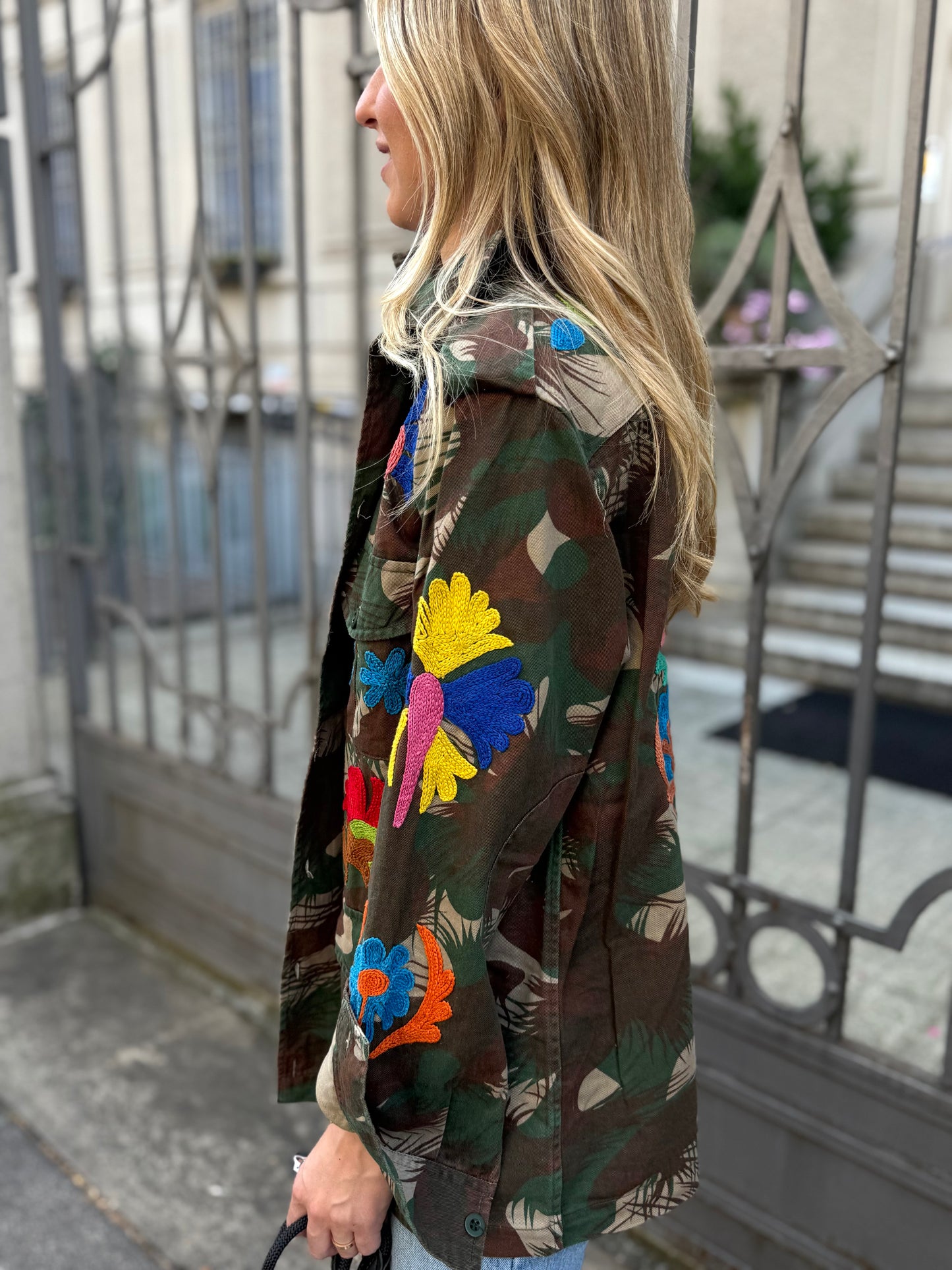 Vintage Army Jacket hand embroidered - Calla