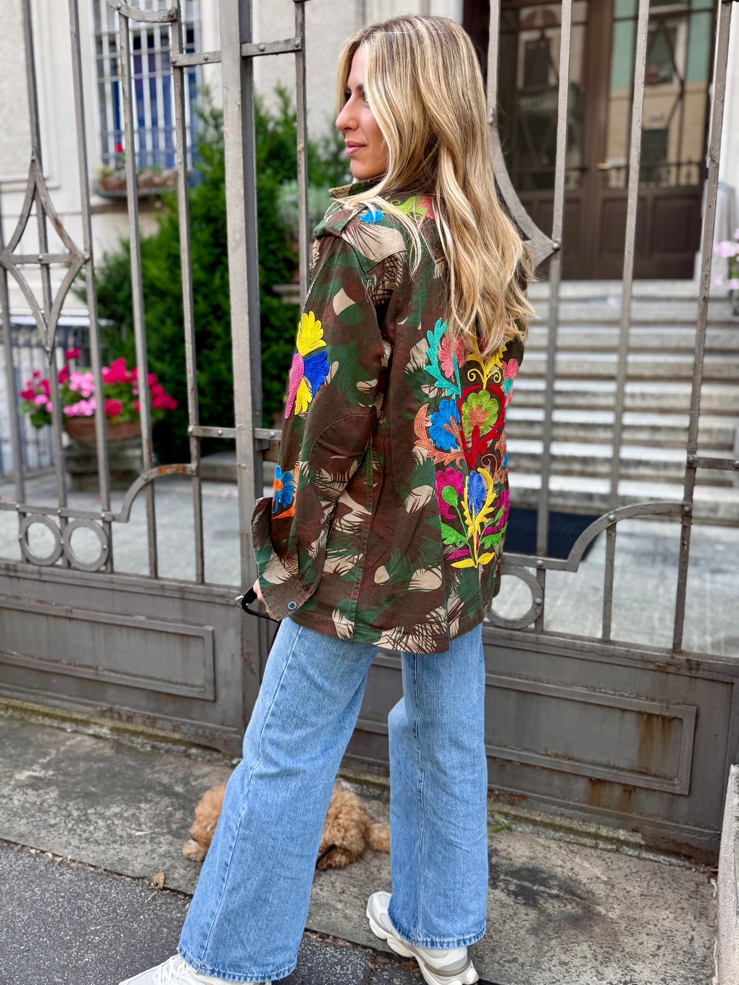 Vintage Army Jacket hand embroidered - Calla