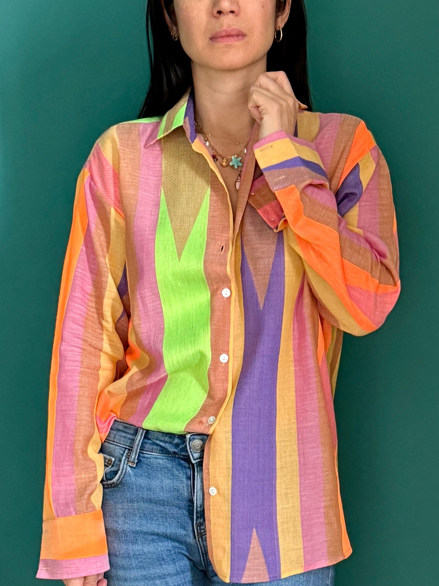 Jacquard Shirt - Orange Fluo