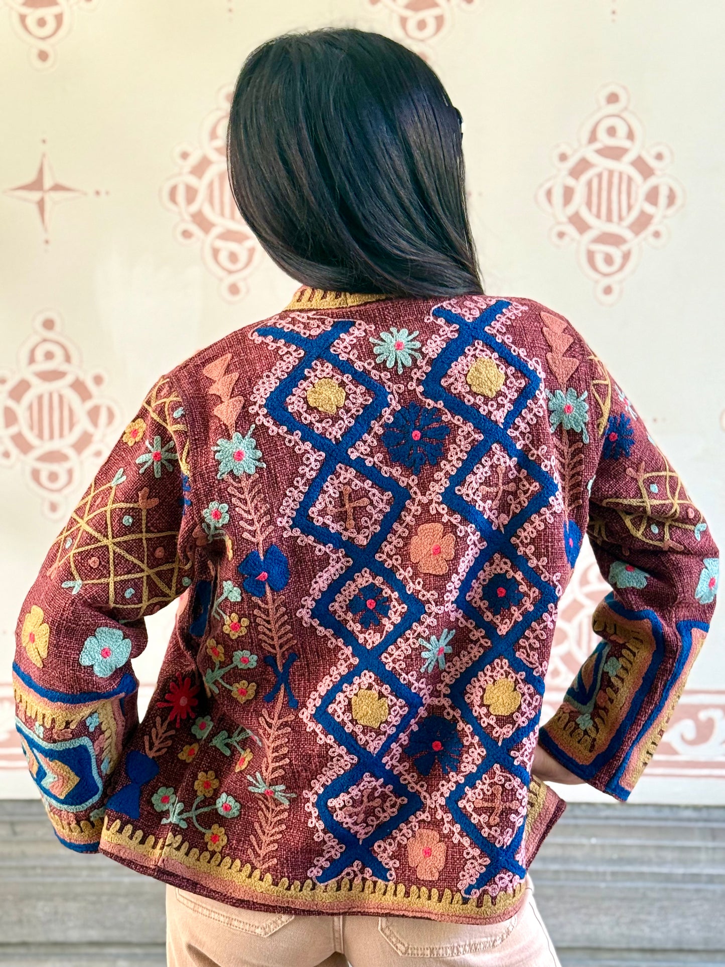 Cotton Suzani Jacket Embroidered Reversible
