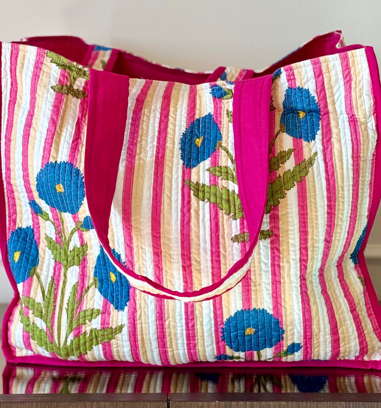 Quilted organic cotton Tote Bag - Eve