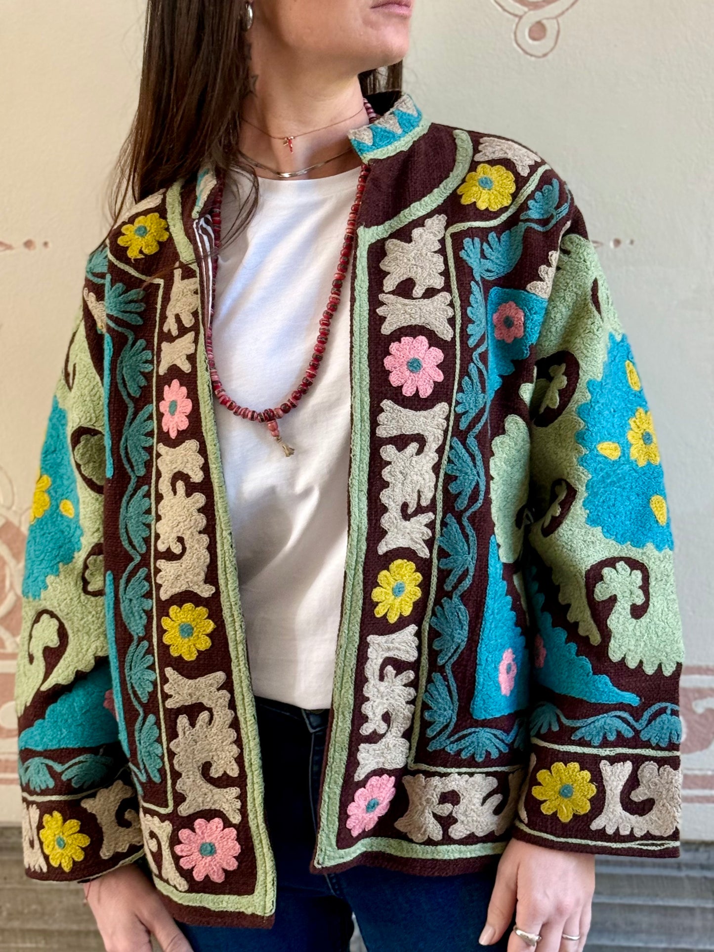 Cotton Suzani Jacket Embroidered Reversible