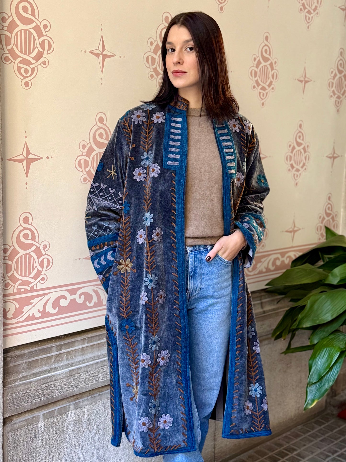 Velvet Embroidered Coat