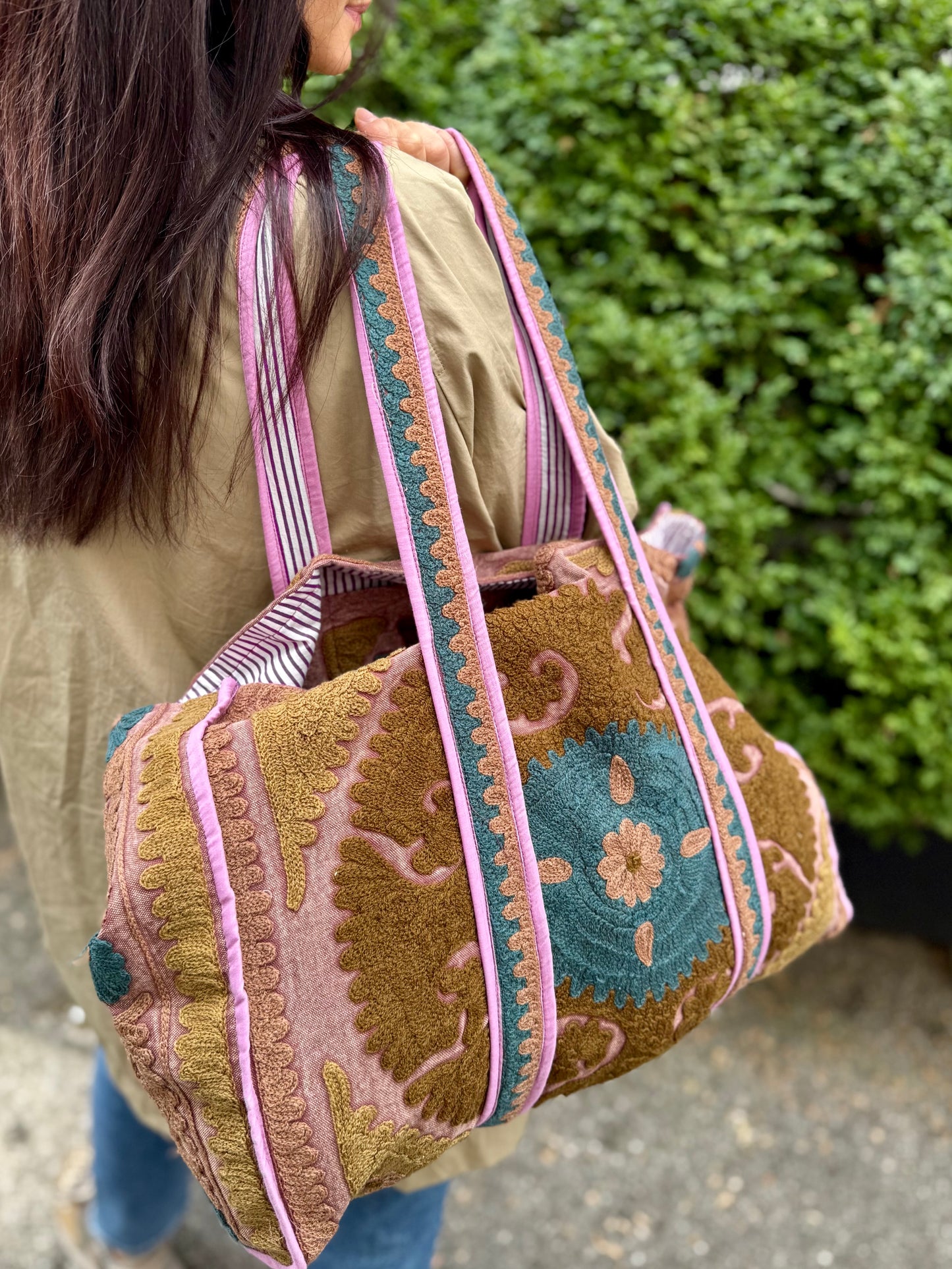 Suzani Embroidered Tote Bag