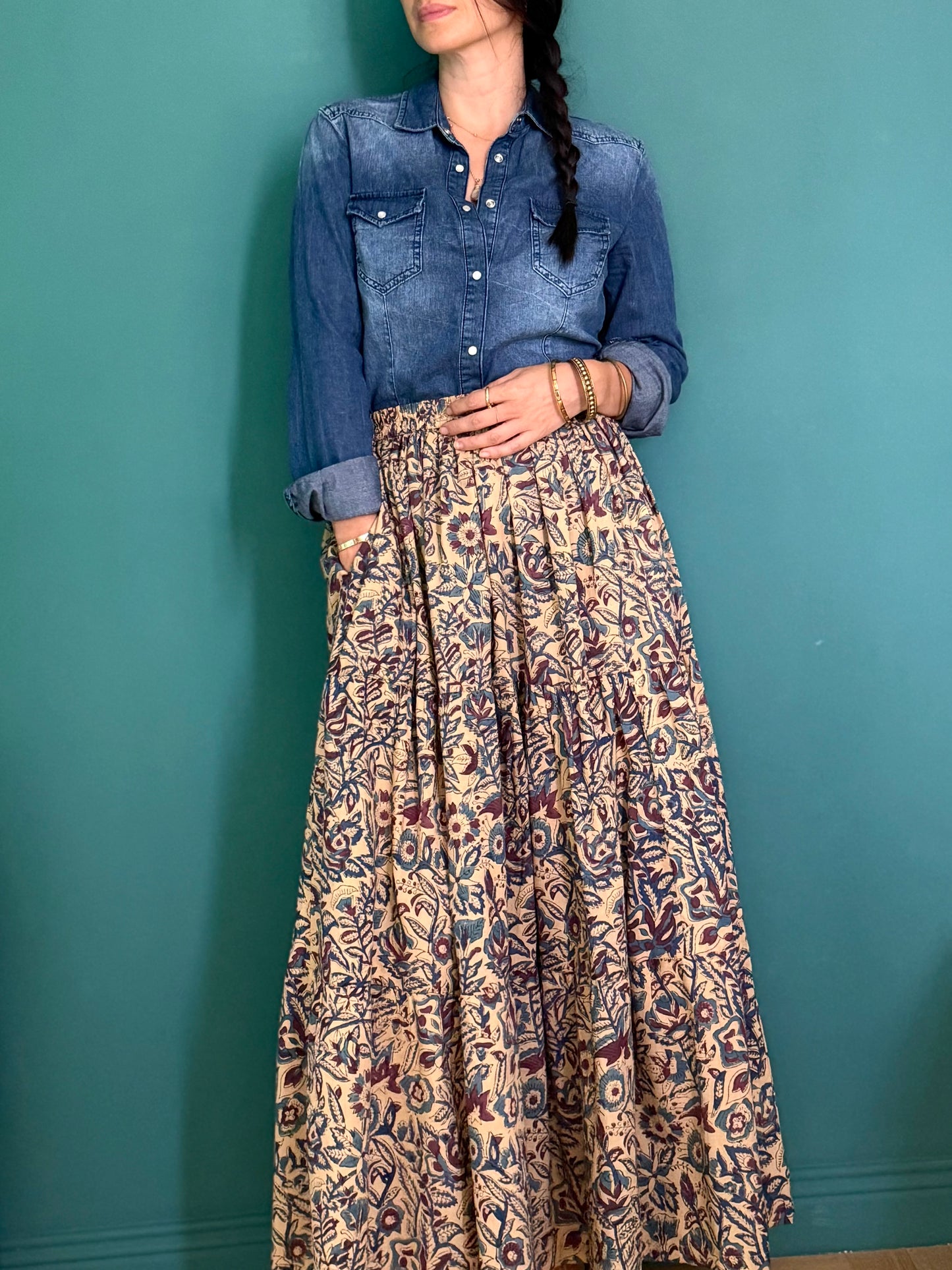 Eve Long Flounced Skirt - Autumn