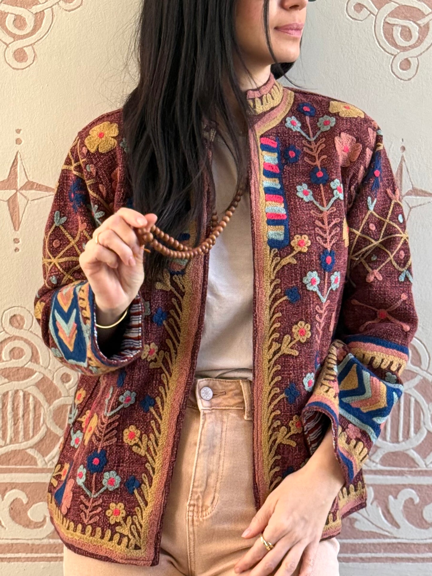 Cotton Suzani Jacket Embroidered Reversible