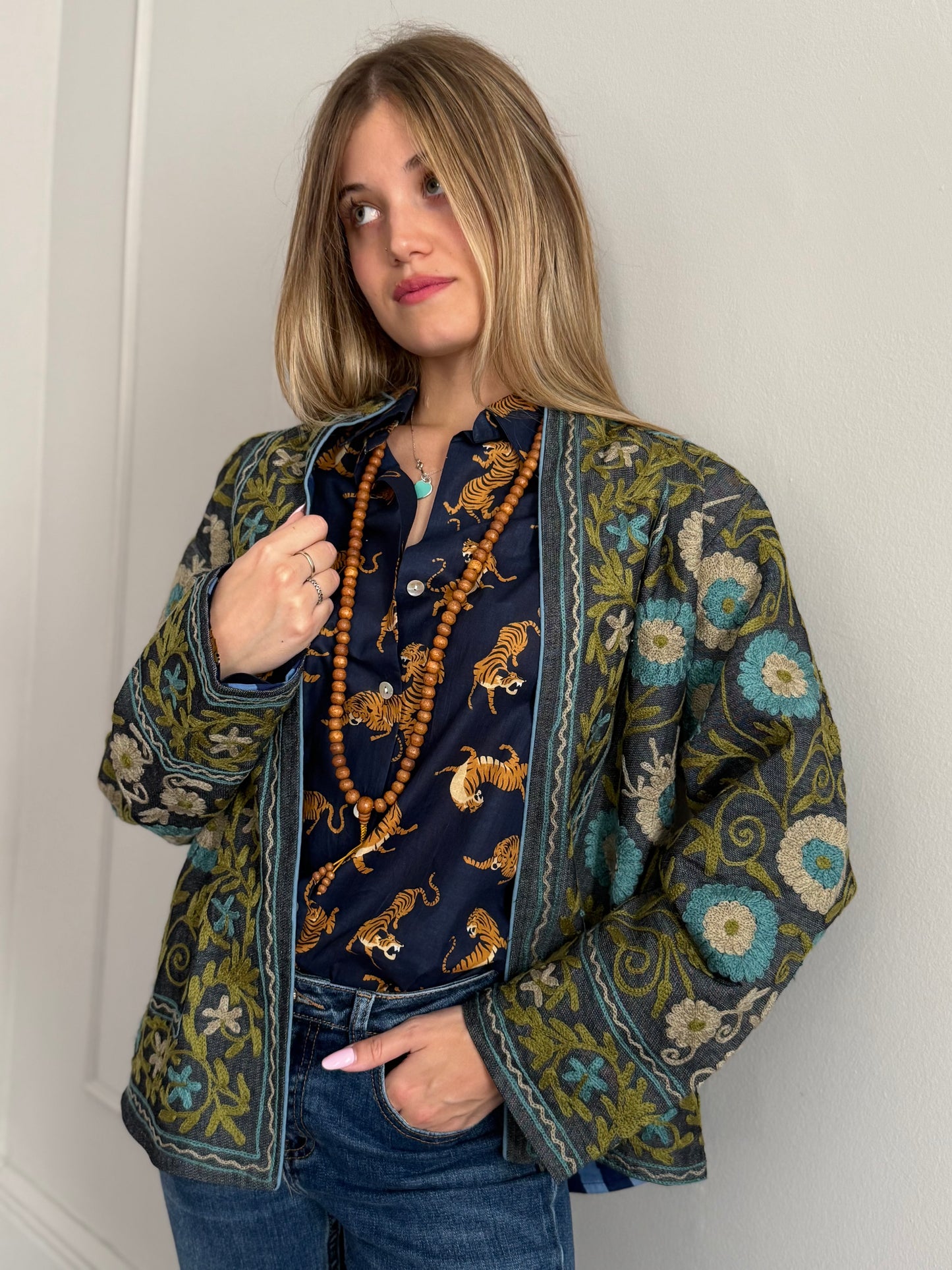 Denim Suzani Jacket Embroidered - limited edition