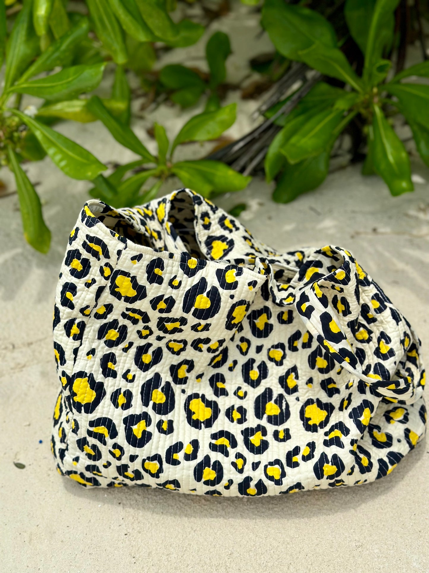 Quilted organic cotton Tote Bag - Leopard