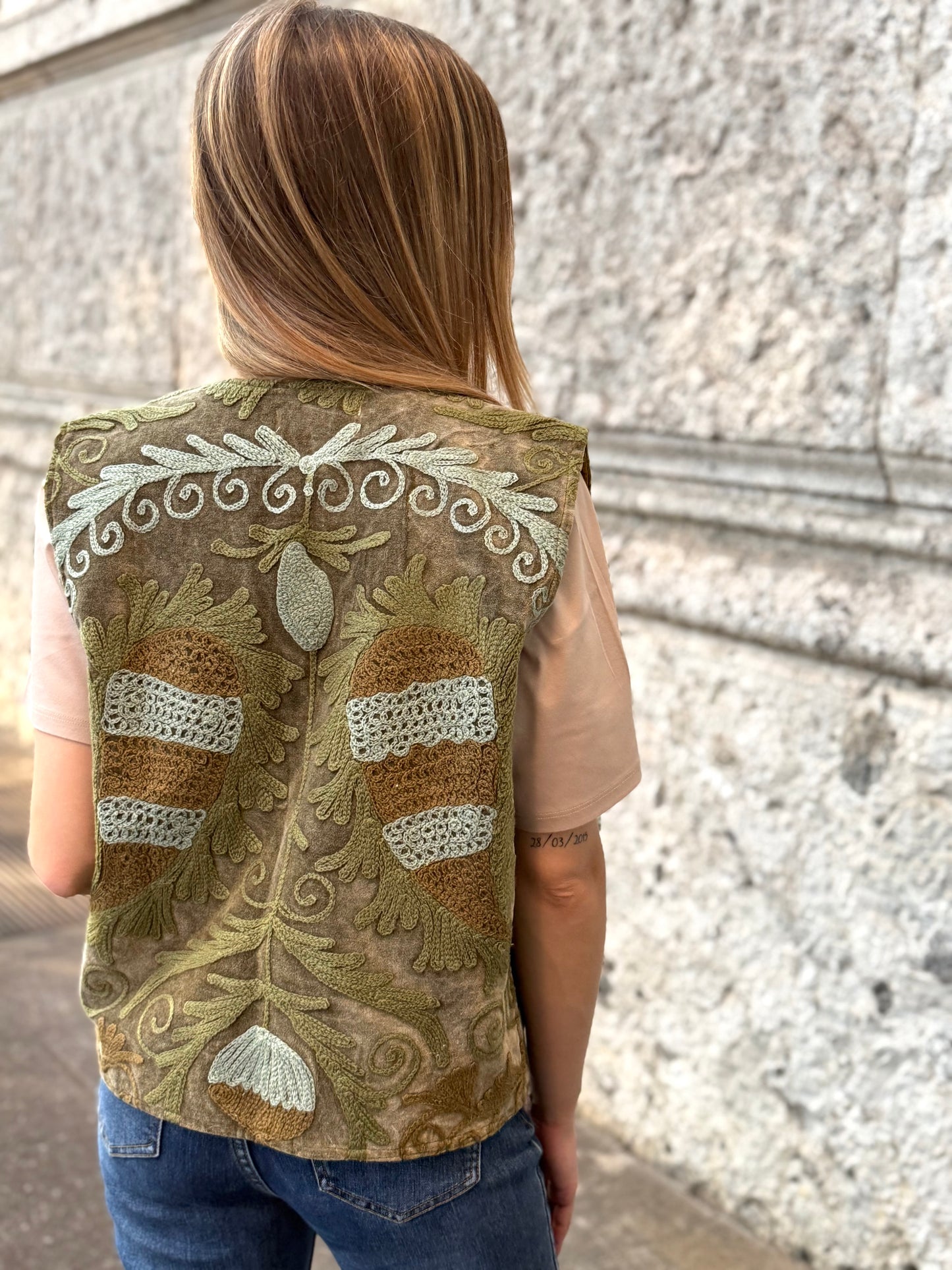 Velvet Boho Embroidered Vest Gilet