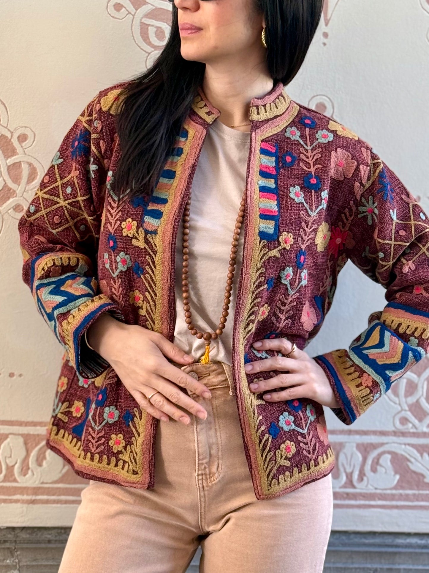 Cotton Suzani Jacket Embroidered Reversible