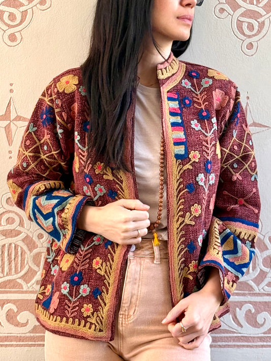Cotton Suzani Jacket Embroidered Reversible