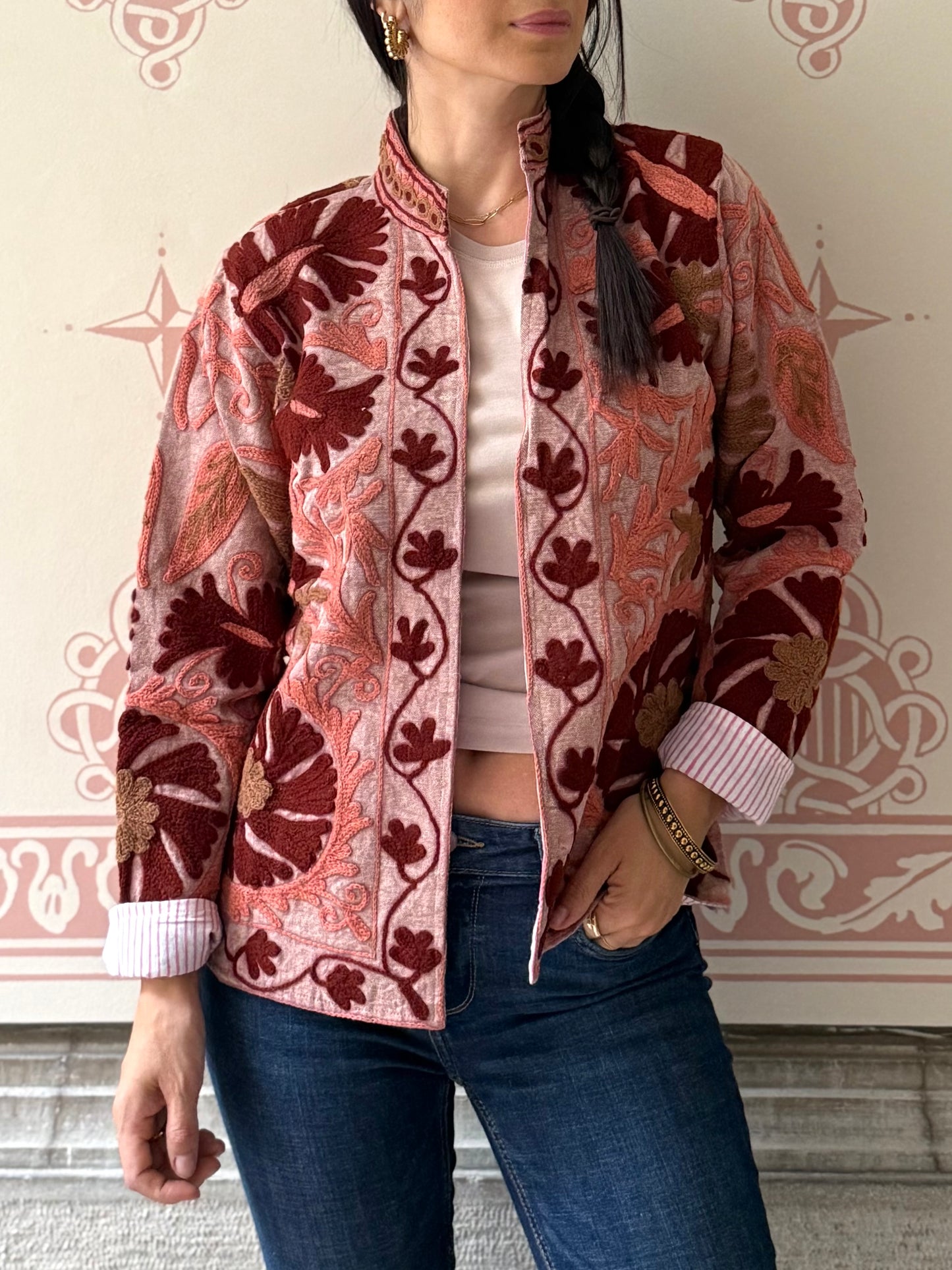 Cotton Suzani Jacket Embroidered Reversible