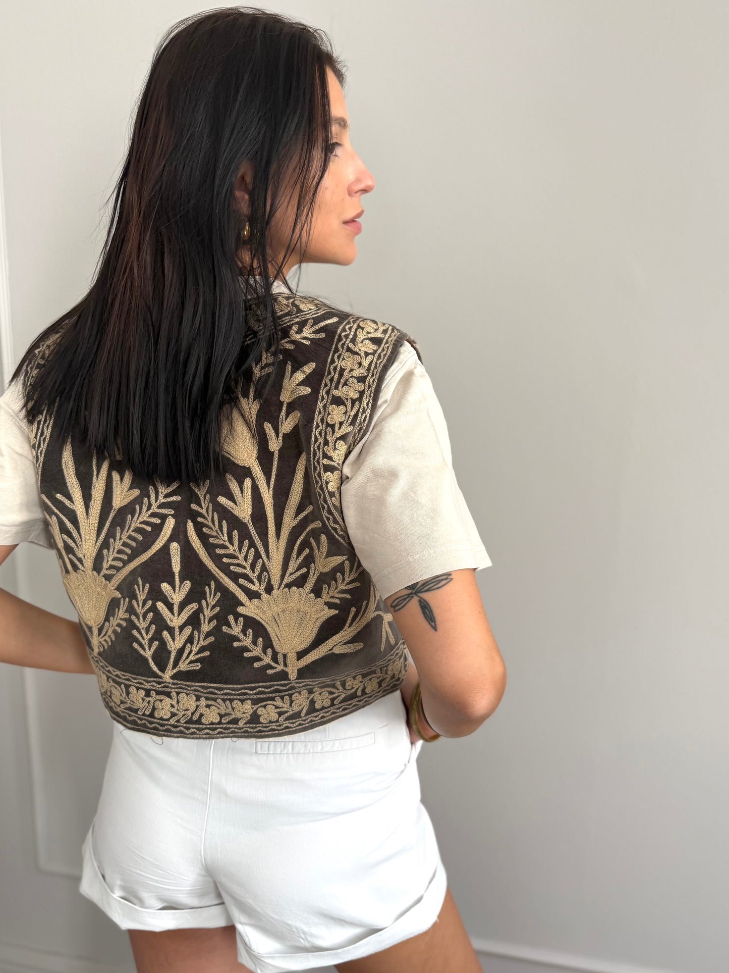 Velvet Boho Embroidered Vest