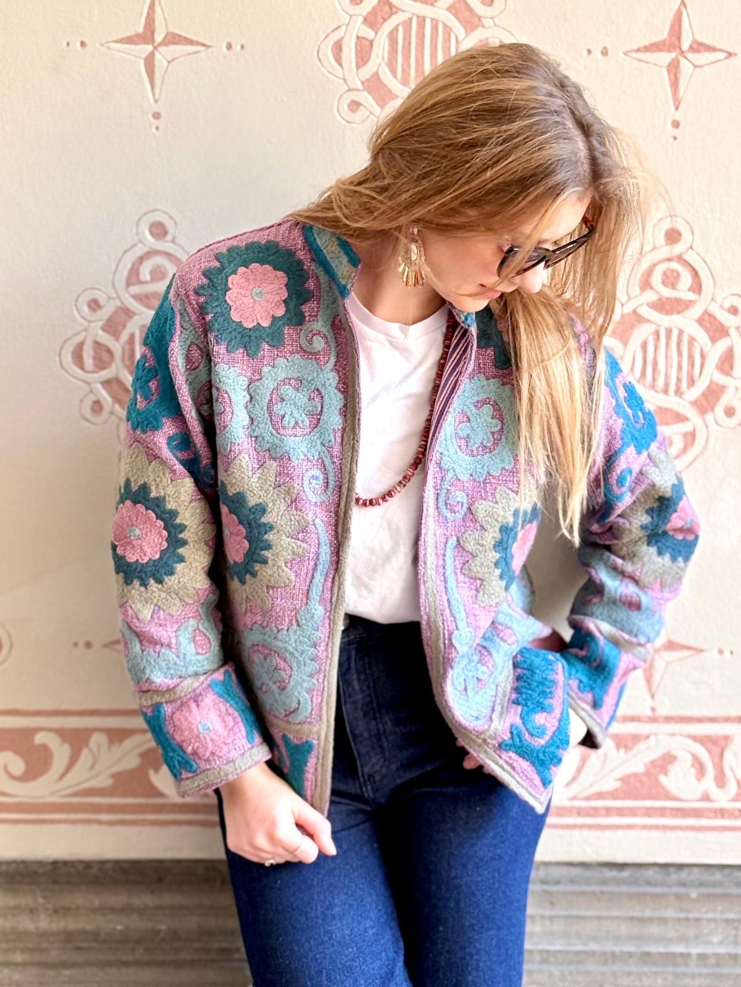 Cotton Suzani Jacket Embroidered Reversible