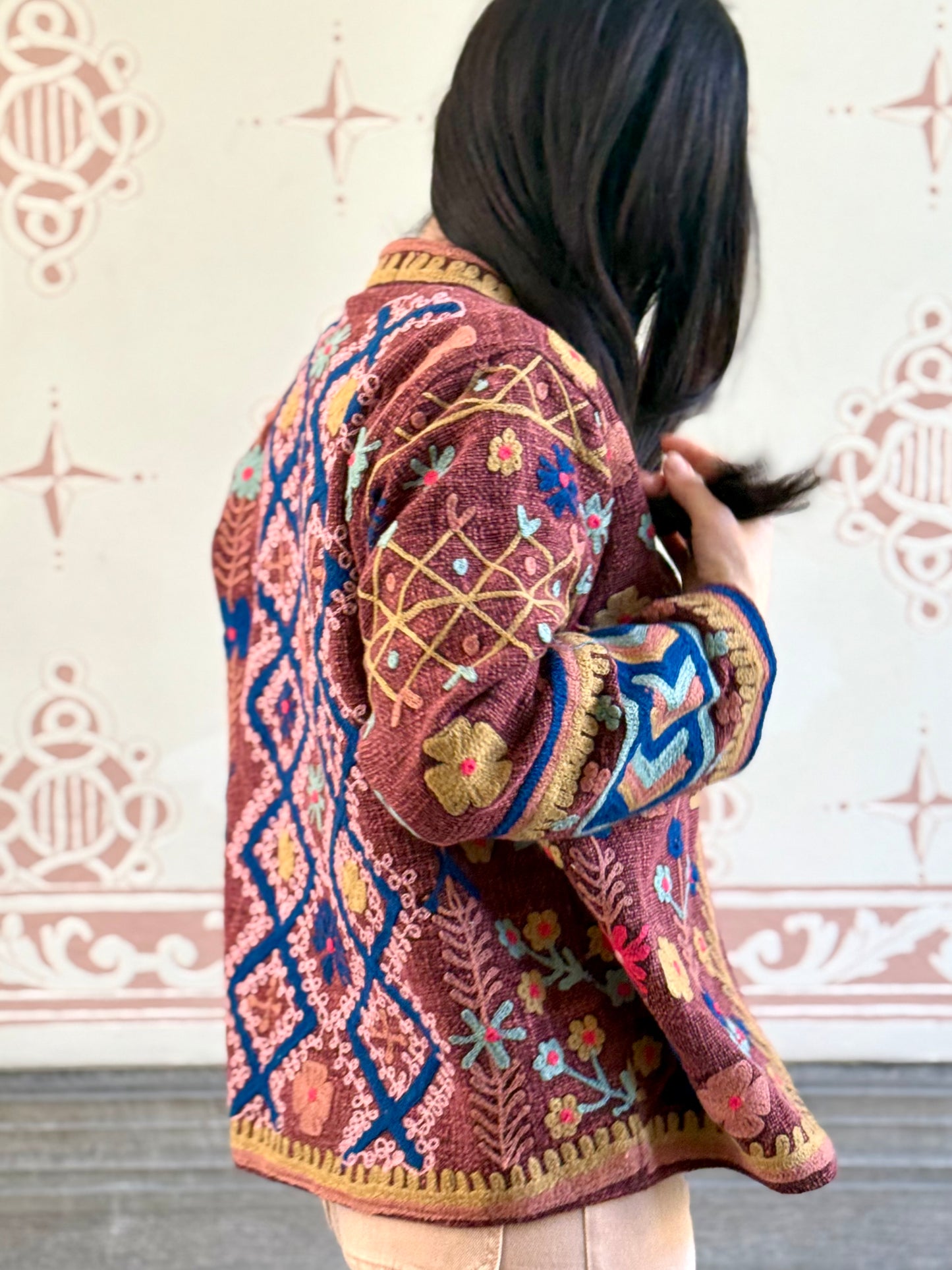Cotton Suzani Jacket Embroidered Reversible