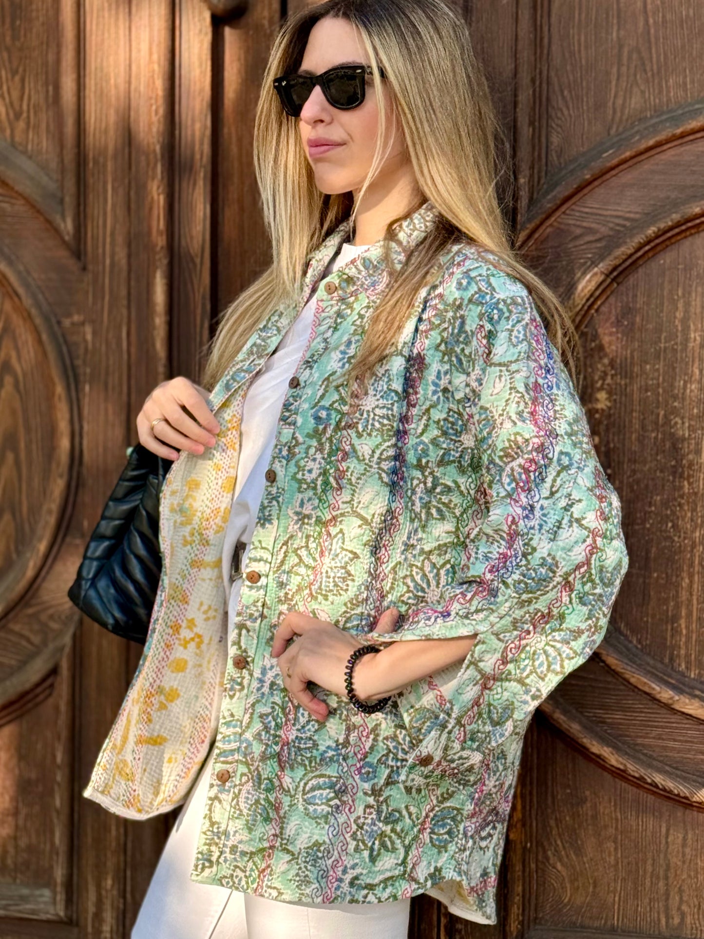 Old Kantha Over Shirt Jacket - handmade