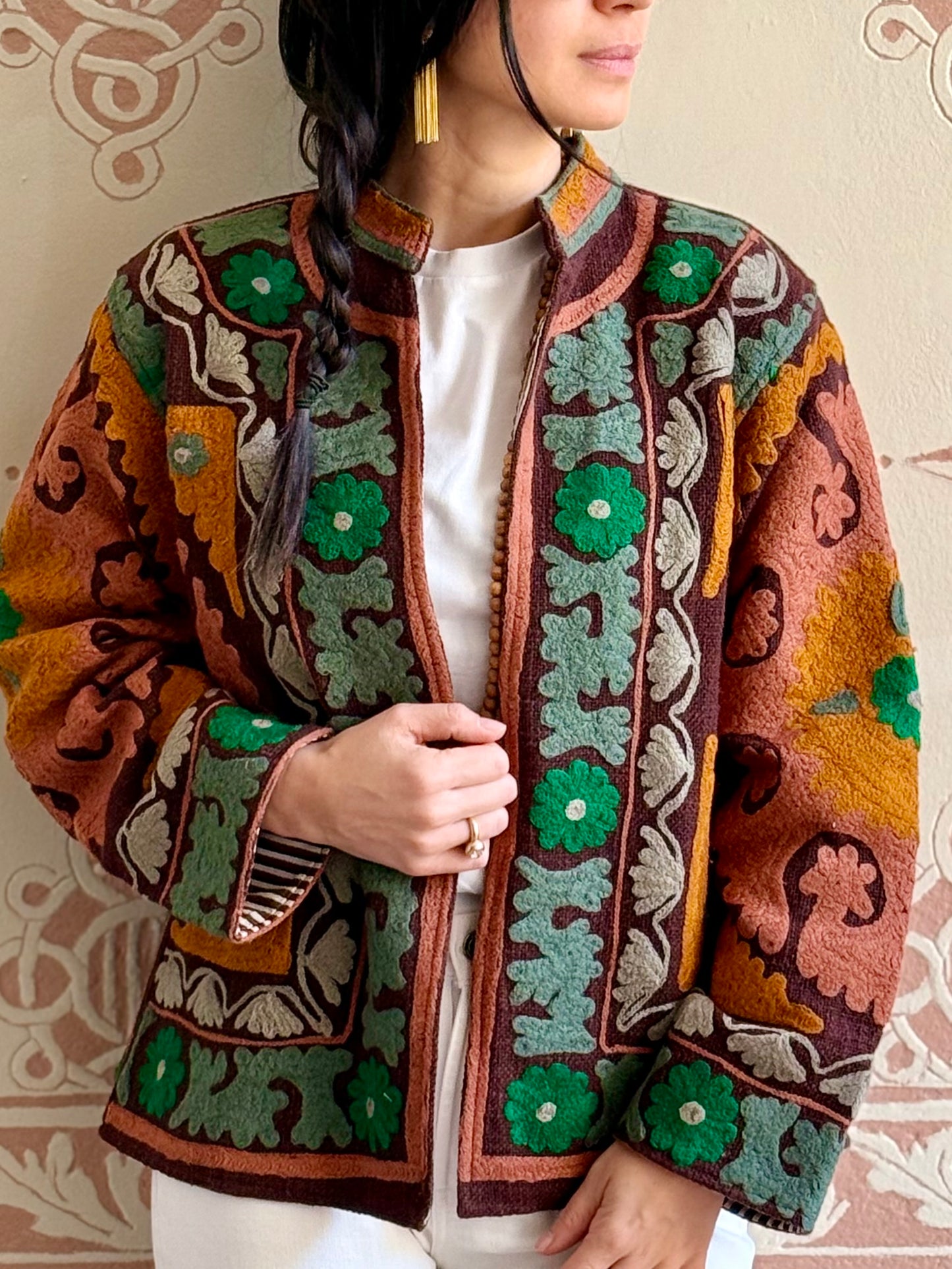 Cotton Suzani Jacket Embroidered Reversible
