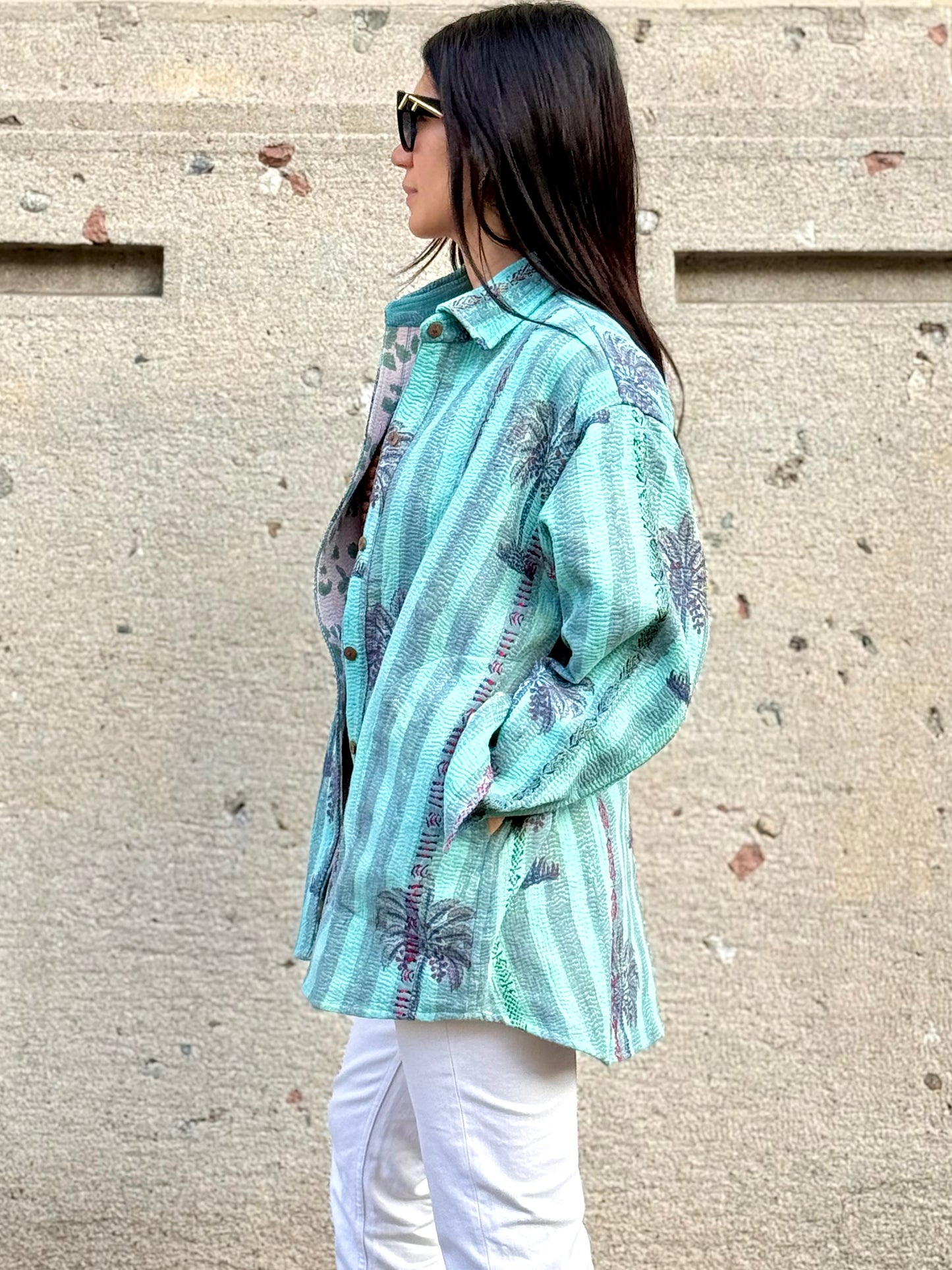 Old Kantha Over Shirt Jacket - handmade