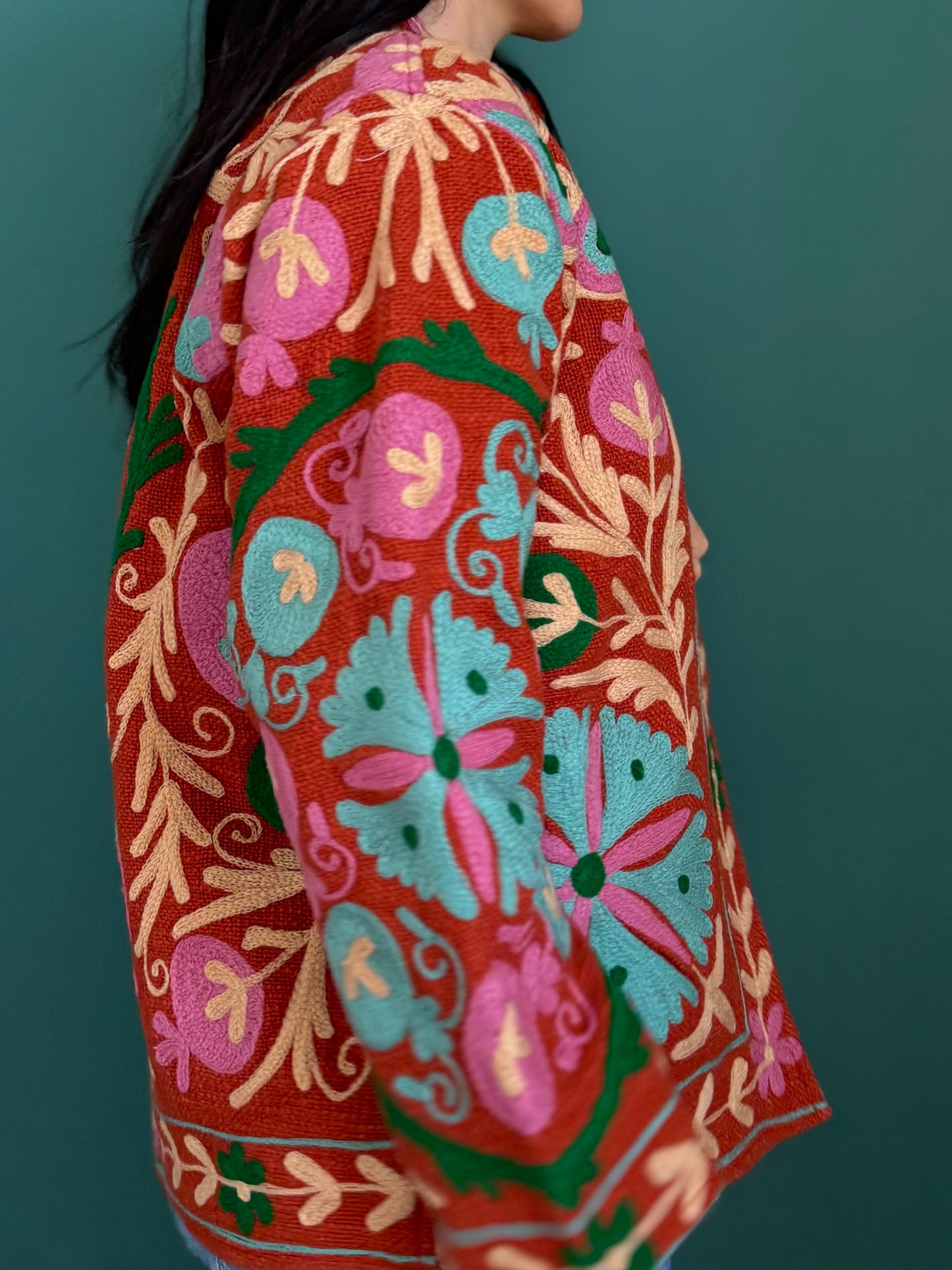 Cotton Suzani Jacket Embroidered Reversible