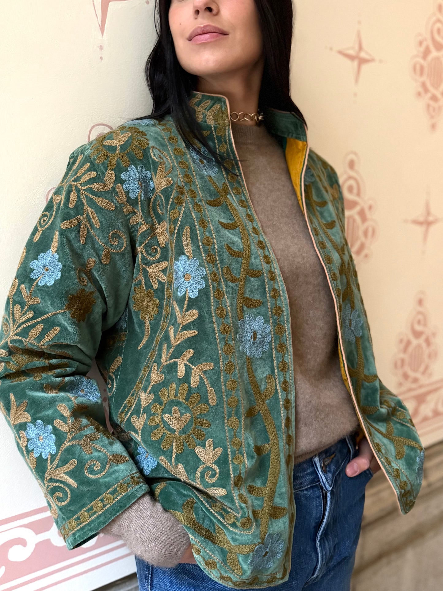 Paris Velvet Jacket - Green Medium