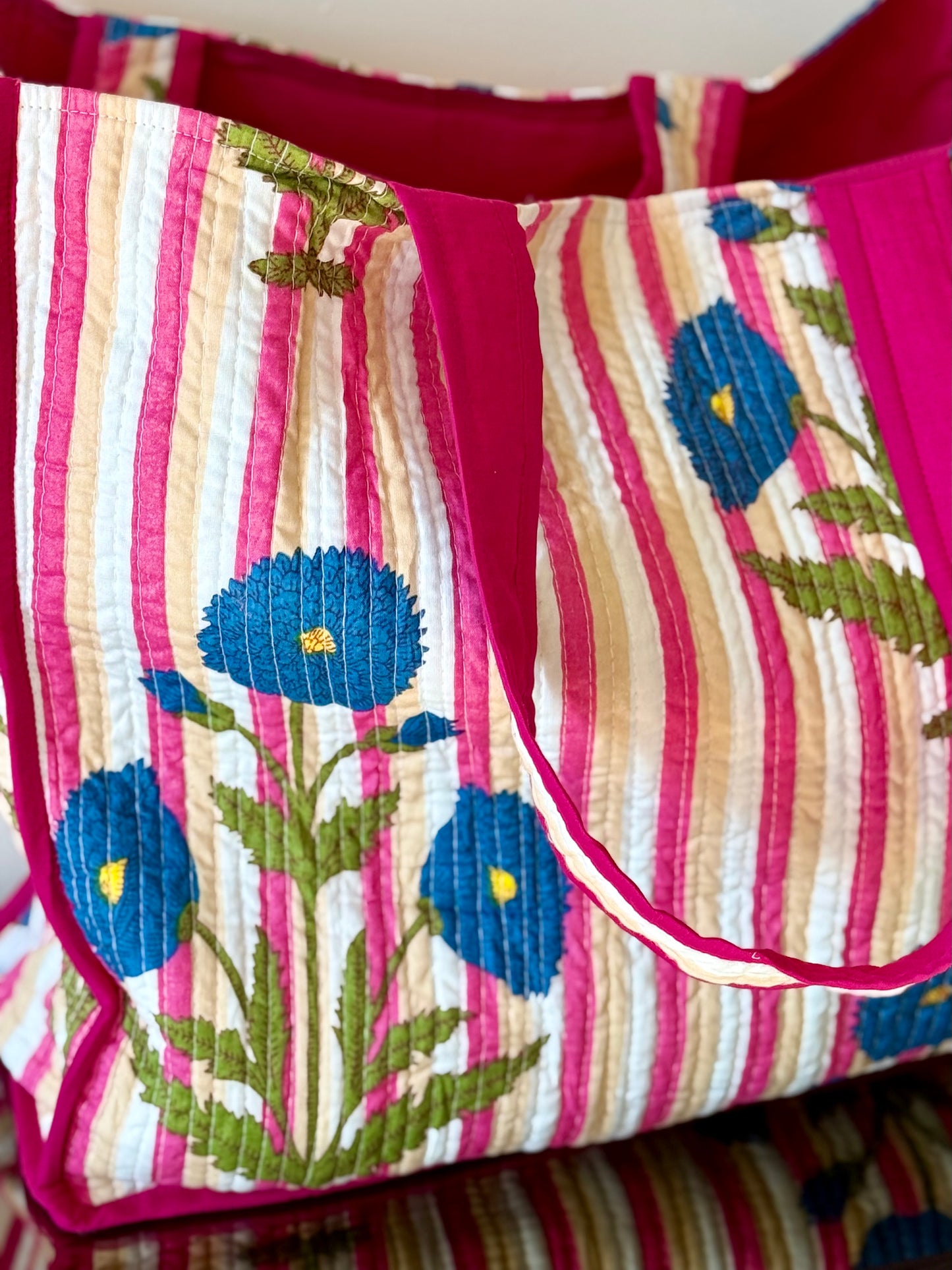 Quilted organic cotton Tote Bag - Eve