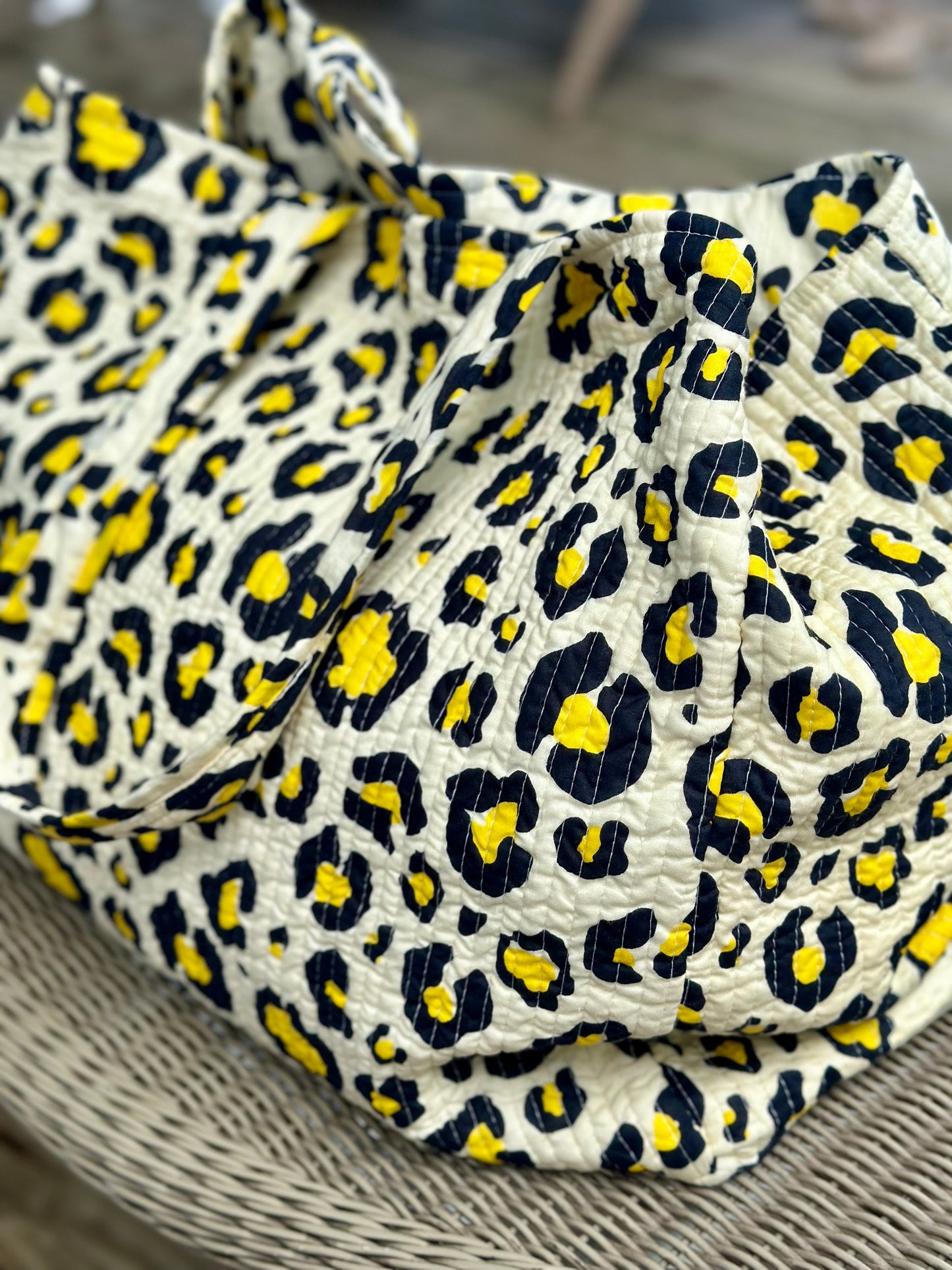 Quilted organic cotton Tote Bag - Leopard