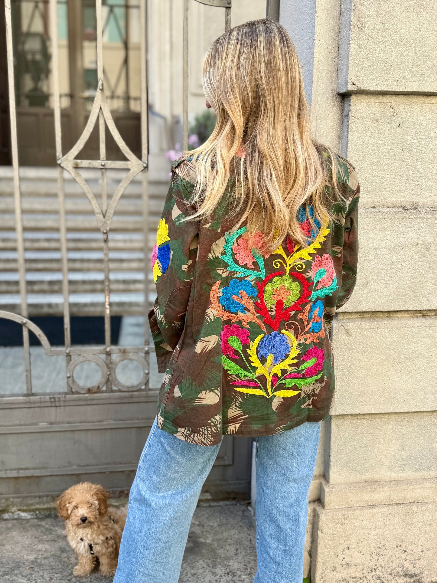 Vintage Army Jacket hand embroidered - Calla