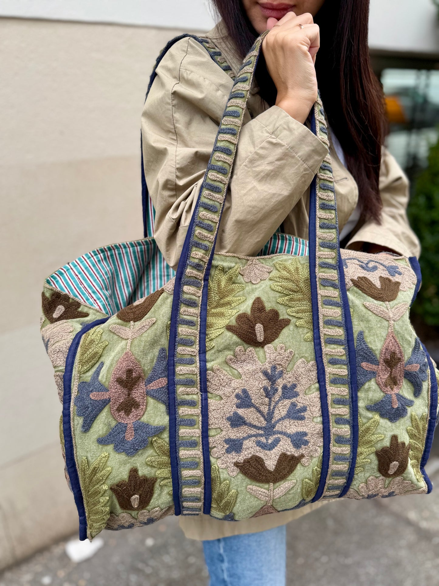 Suzani Embroidered Tote Bag