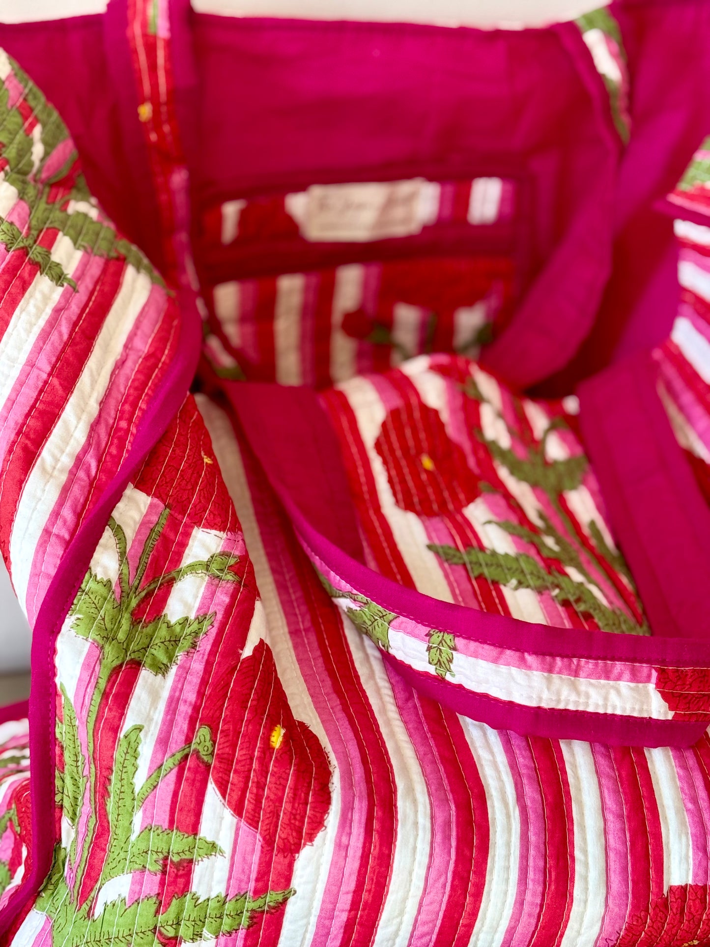 Quilted organic cotton Tote Bag - Eve