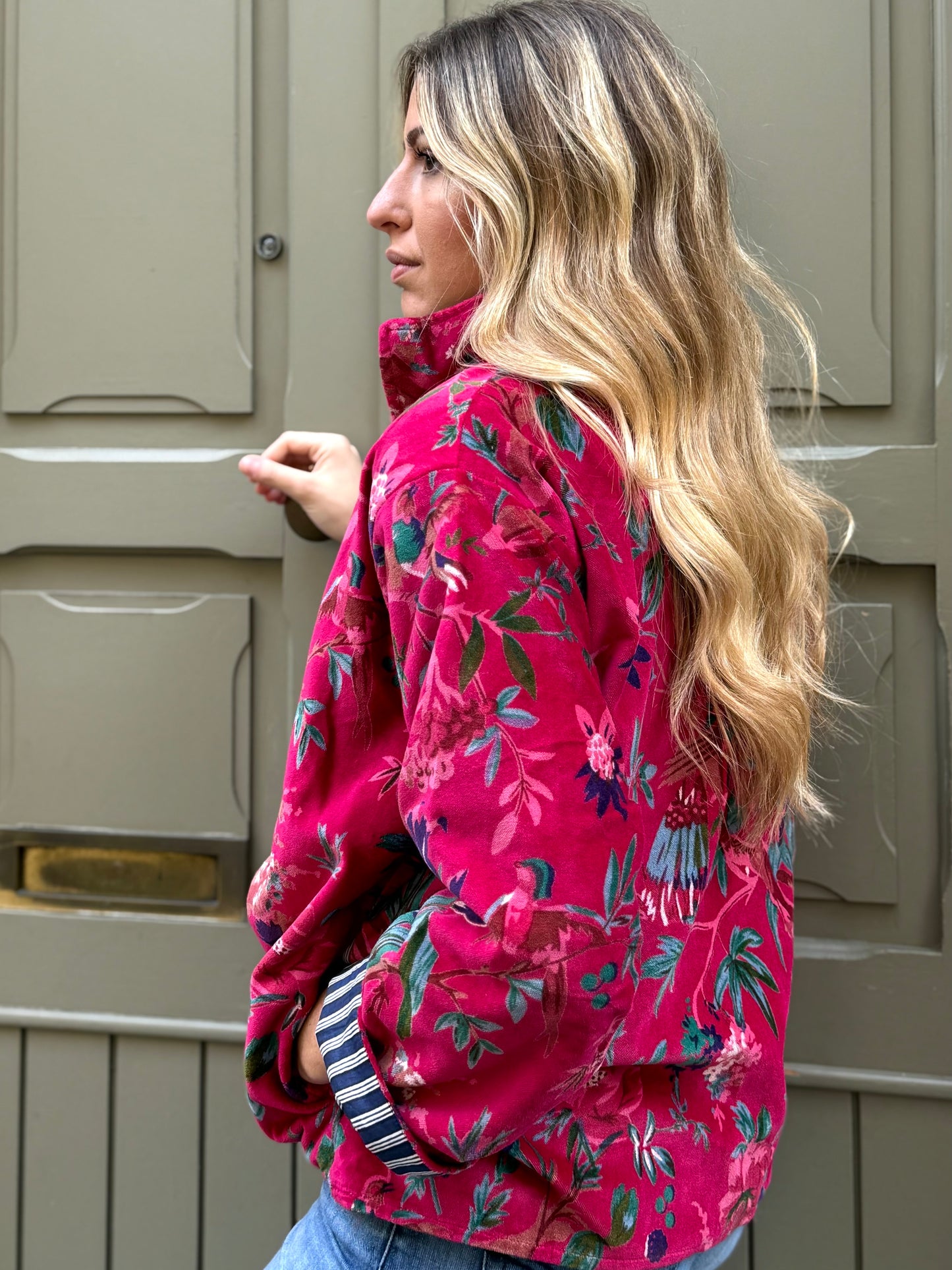 Velvet Kimono Jacket - Fuchsia One Size