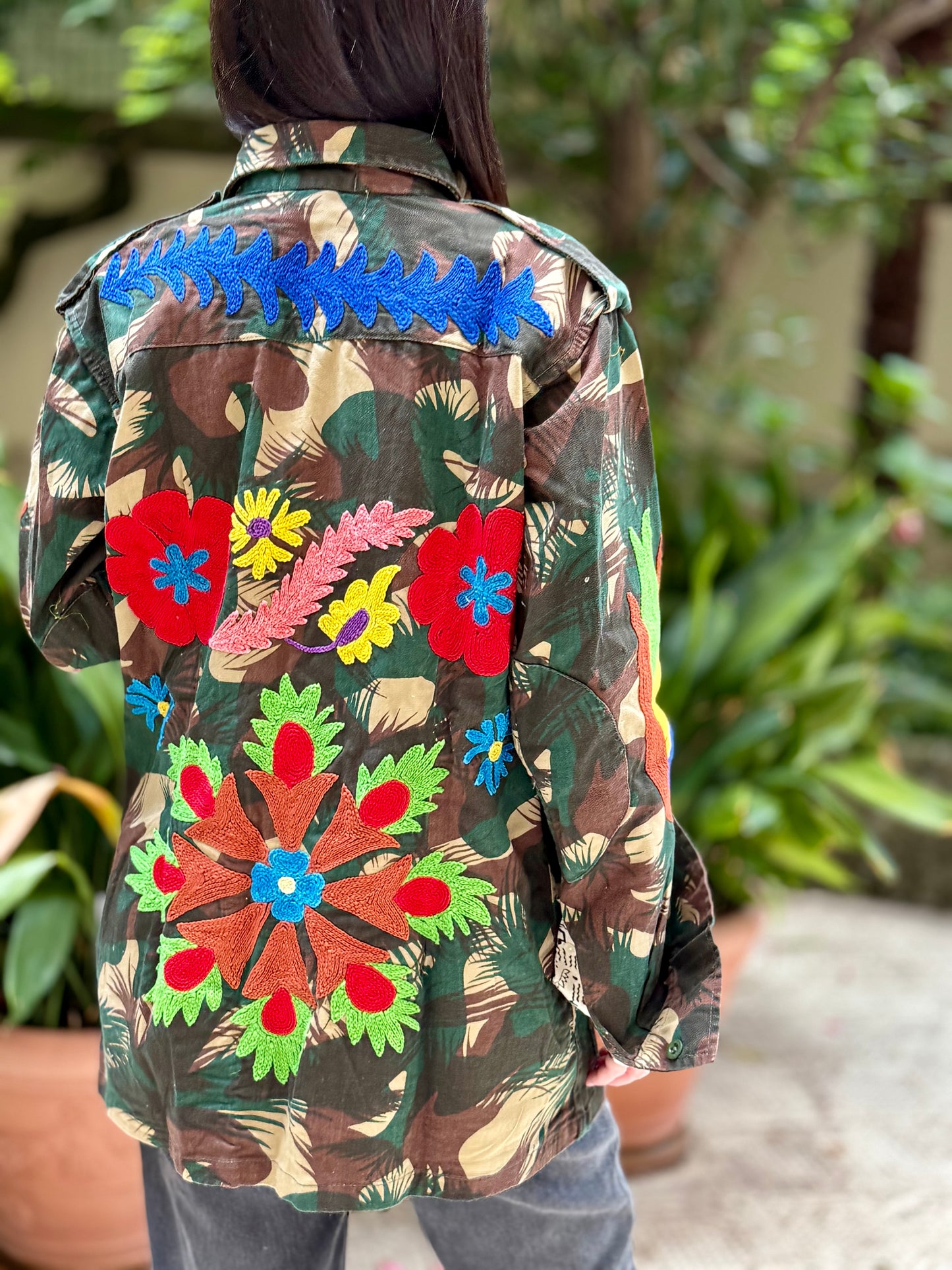 Vintage Army Jacket hand embroidered - Heather