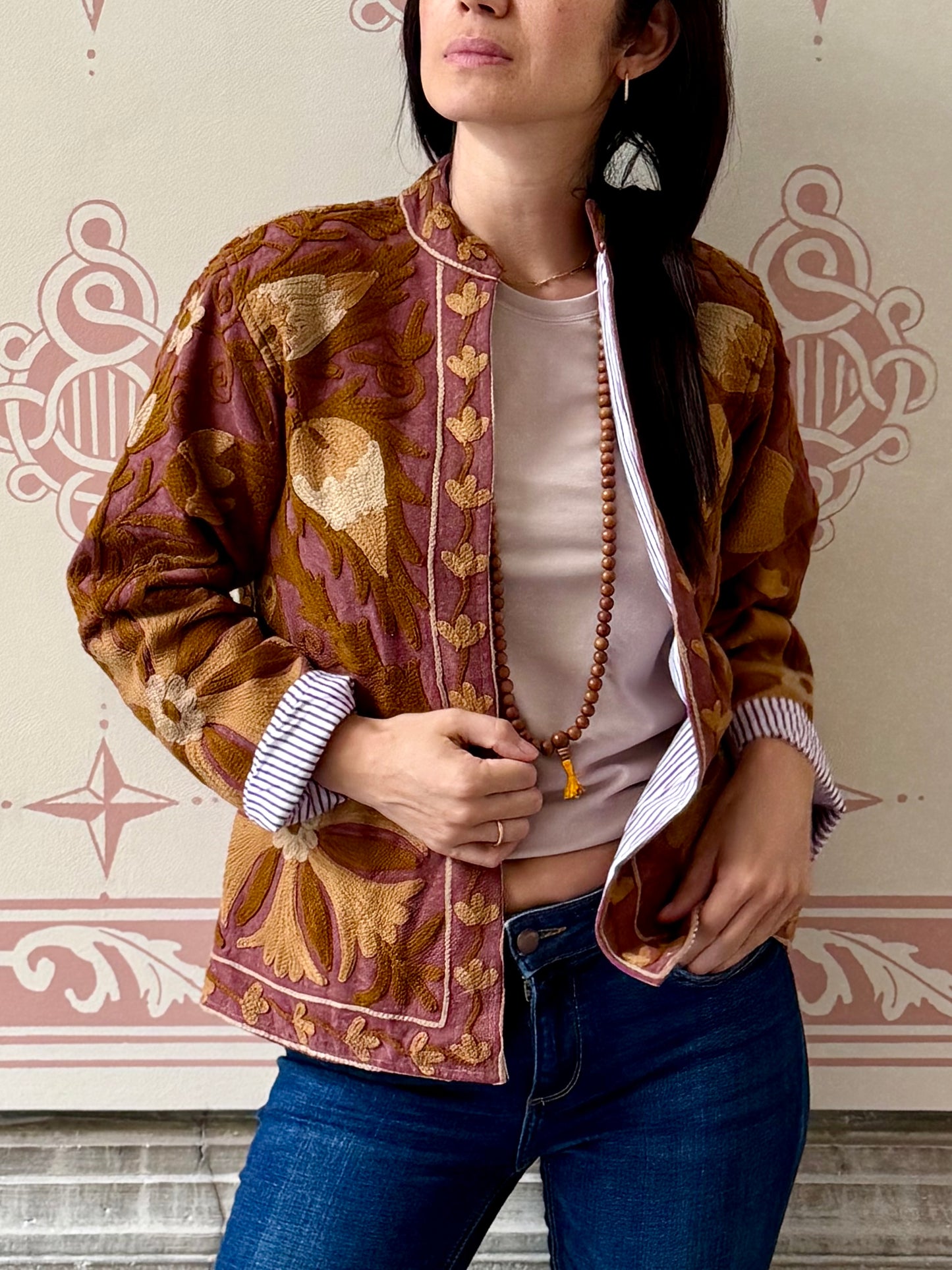 Cotton Suzani Jacket Embroidered Reversible