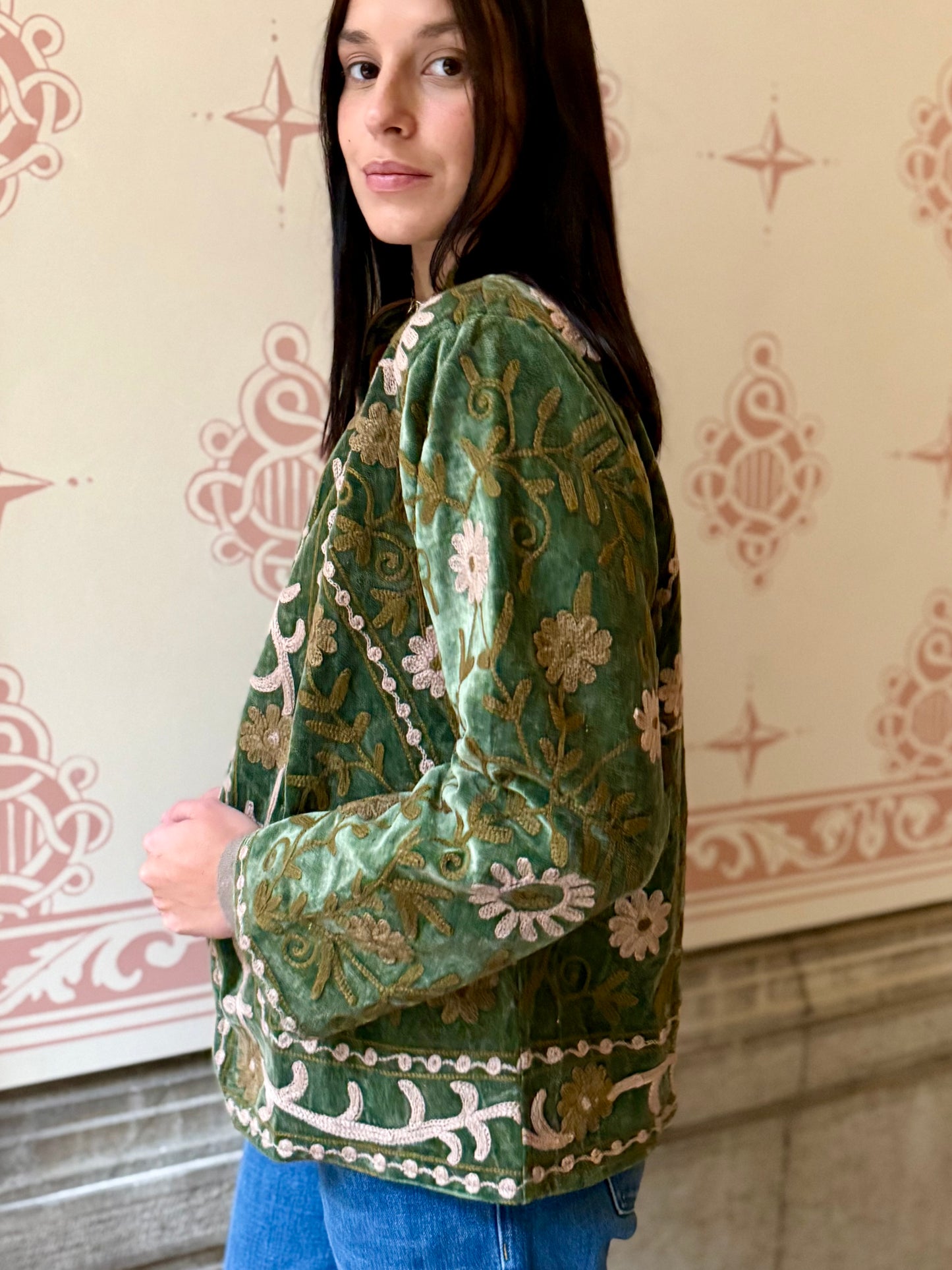 Paris Velvet Jacket - Green Large