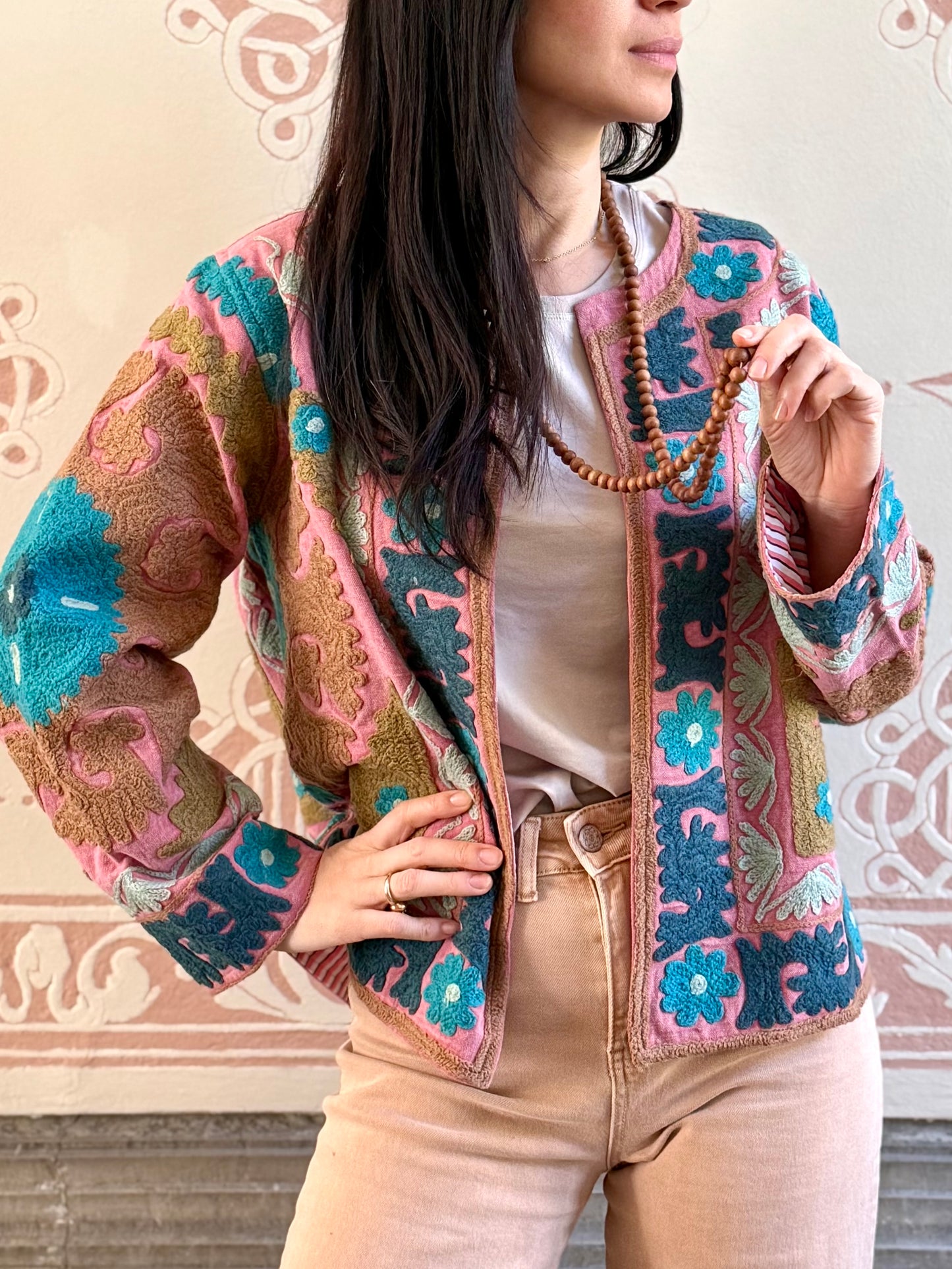 Cotton Suzani Jacket Embroidered Reversible
