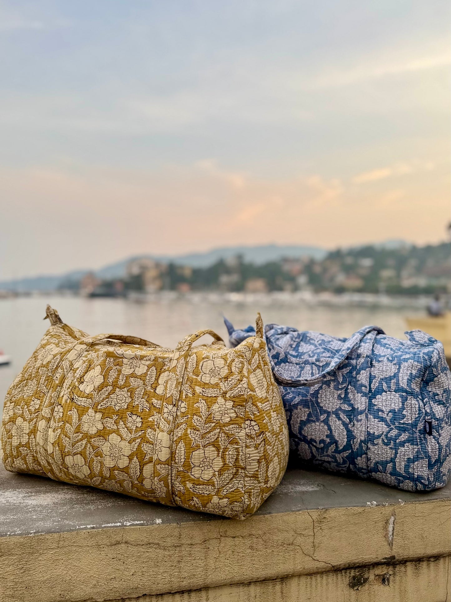 Quilted organic cotton Duffle Bag