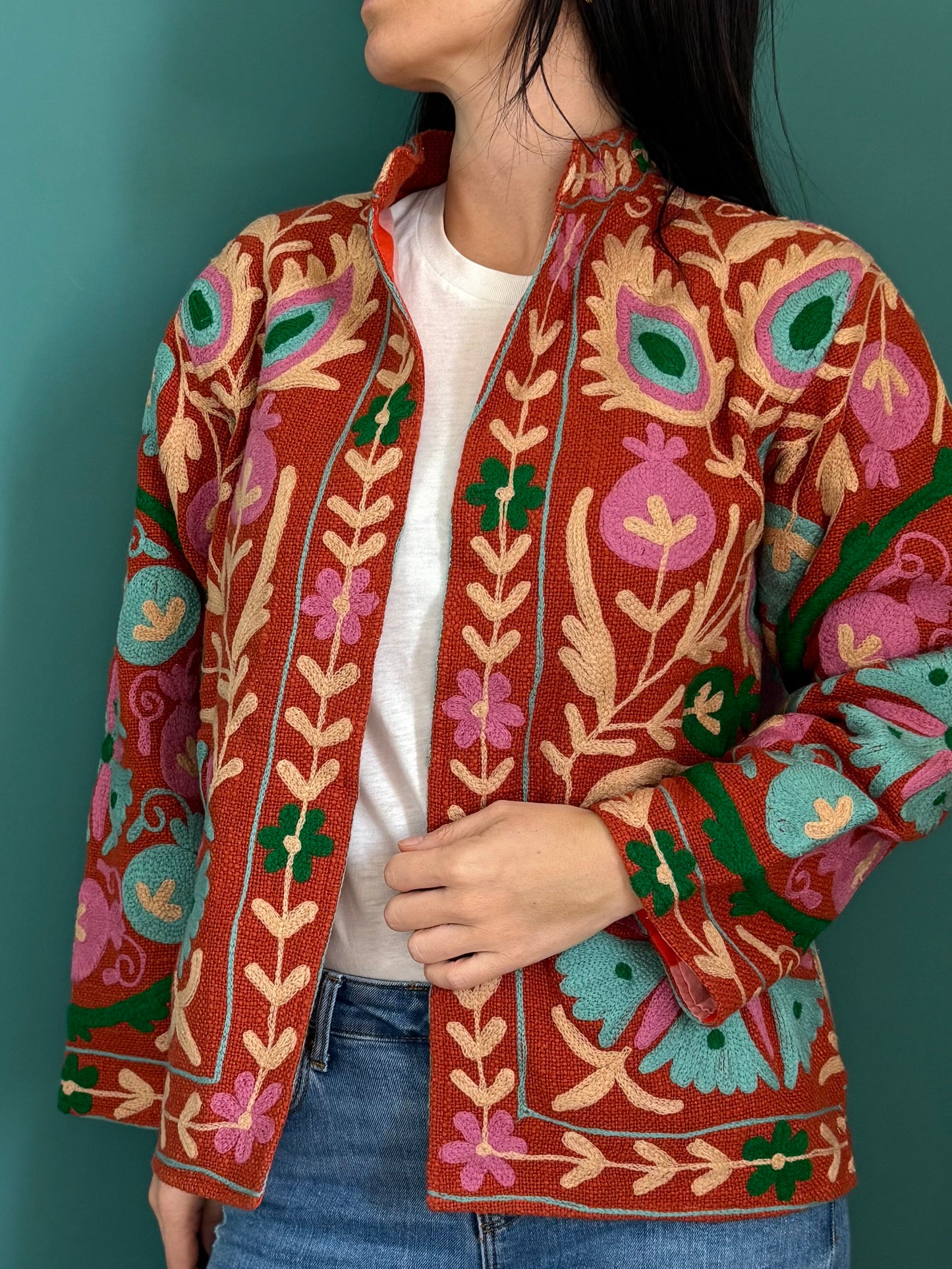Cotton Suzani Jacket Embroidered Reversible