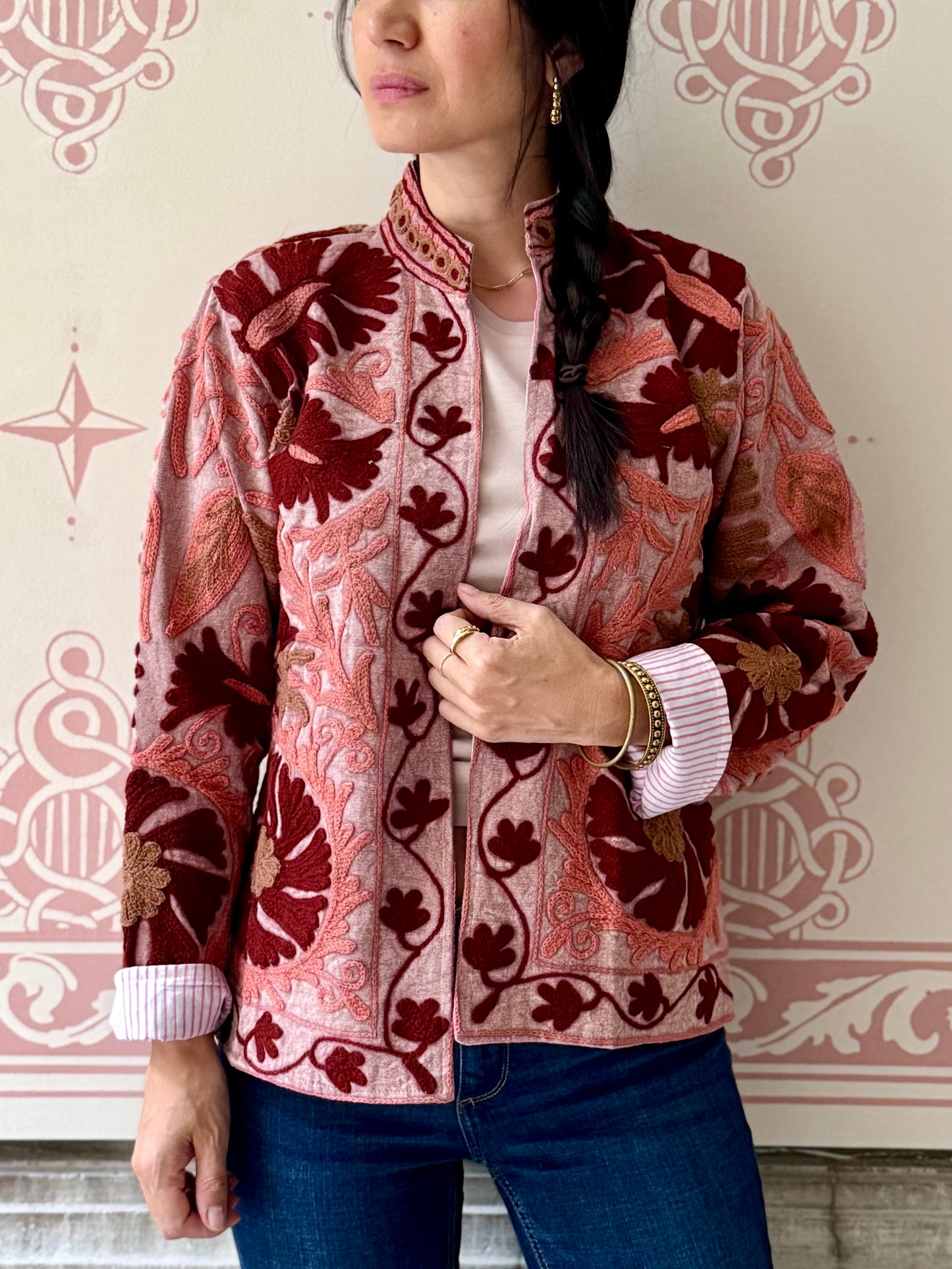 Cotton Suzani Jacket Embroidered Reversible