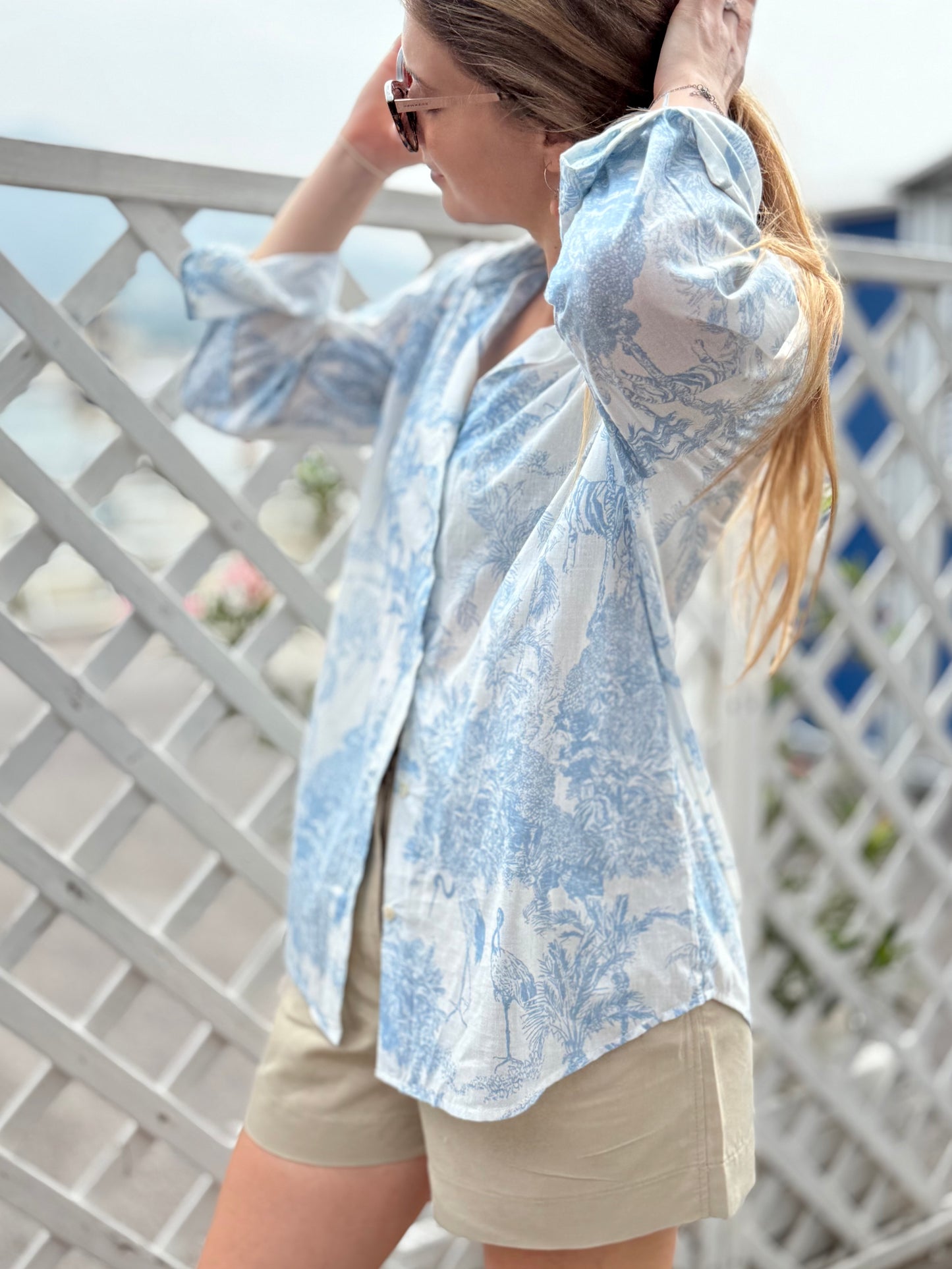 Lightweight Cotton Shirt - Jungle Light Blue