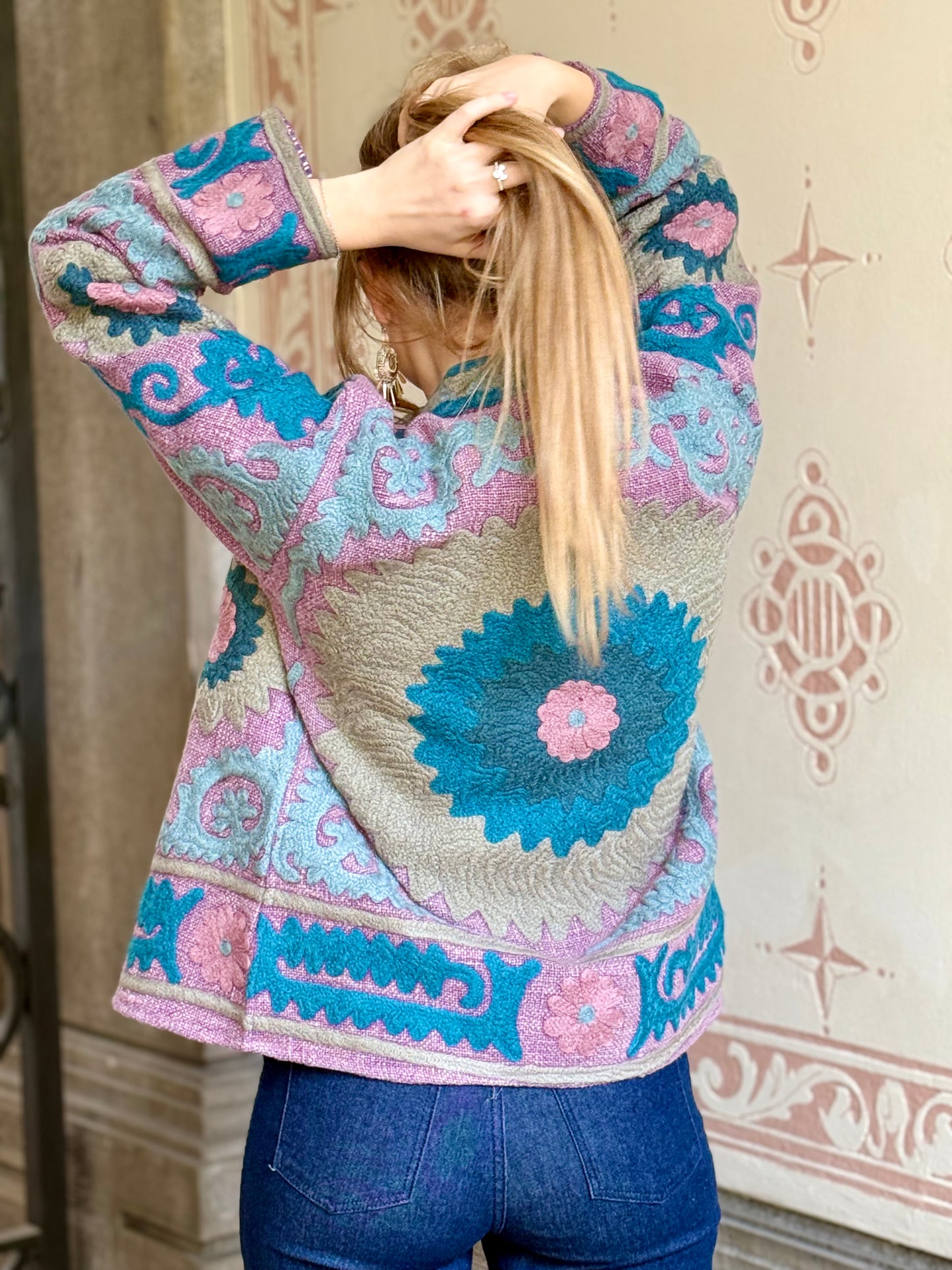 Cotton Suzani Jacket Embroidered Reversible