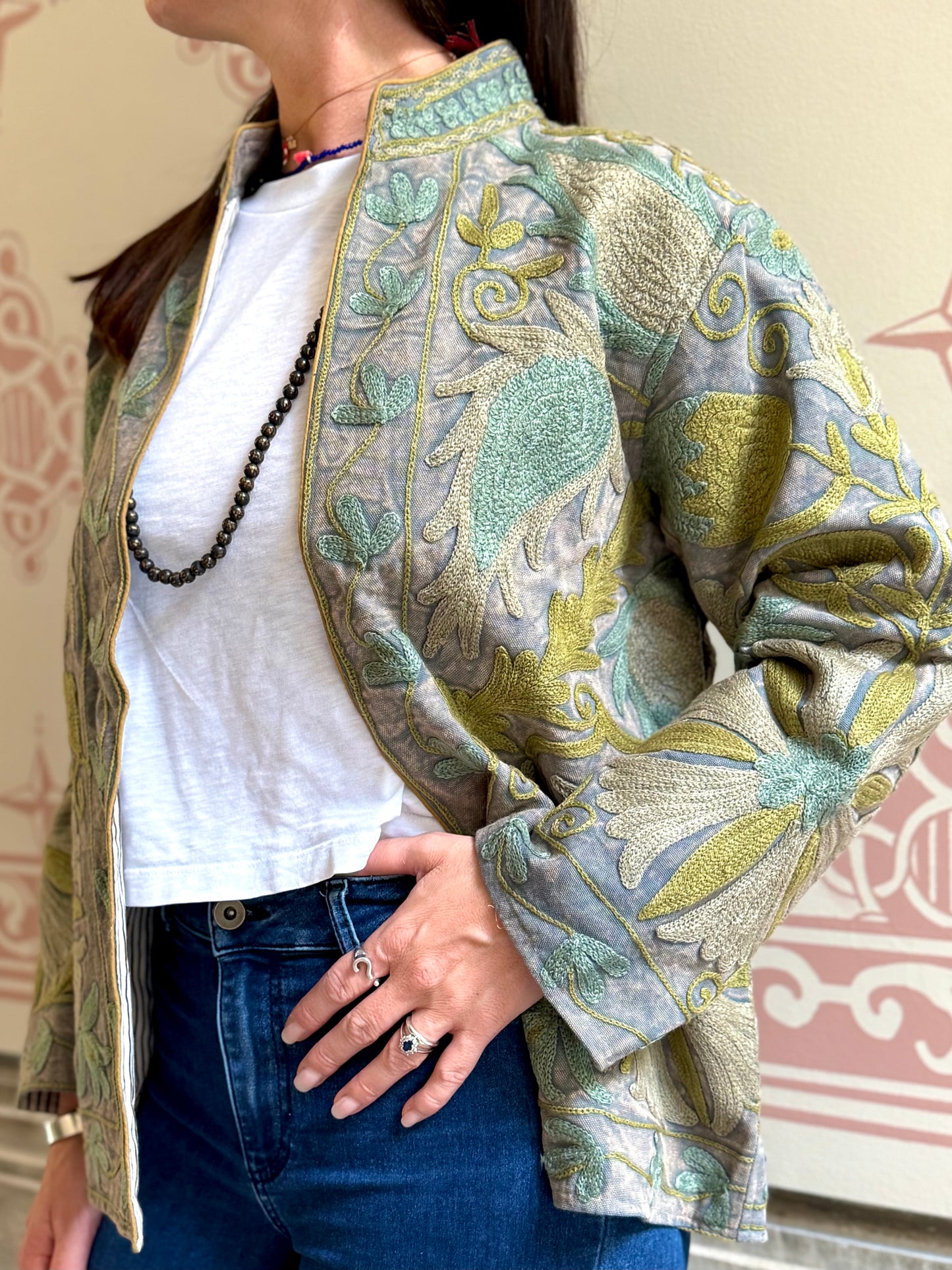 Cotton Suzani Jacket Embroidered Reversible