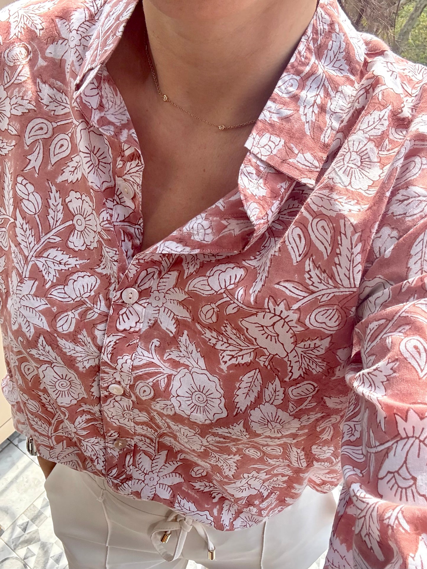 Camicia in cotone organico leggero - Floreale