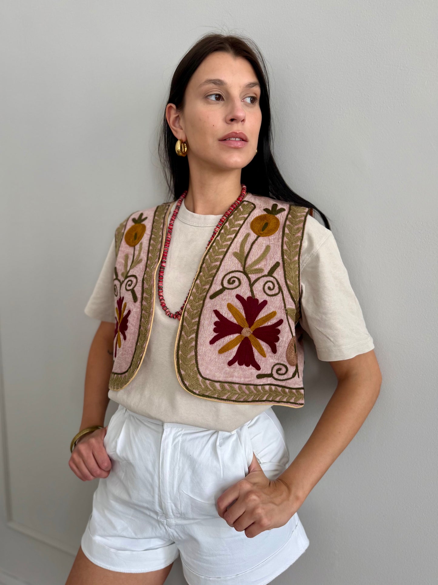 Cotton Boho Embroidered Vest