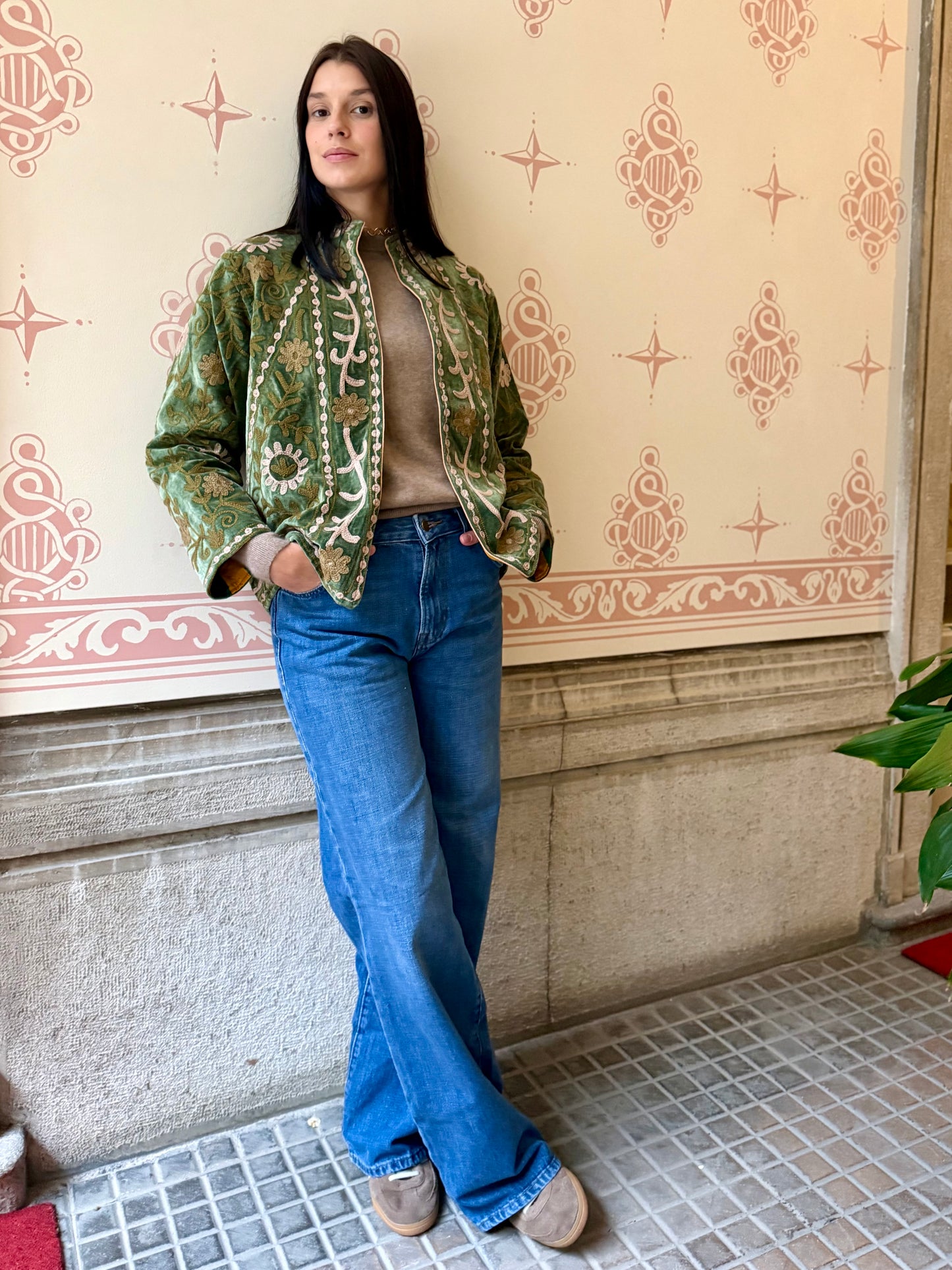 Paris Velvet Jacket - Green Large