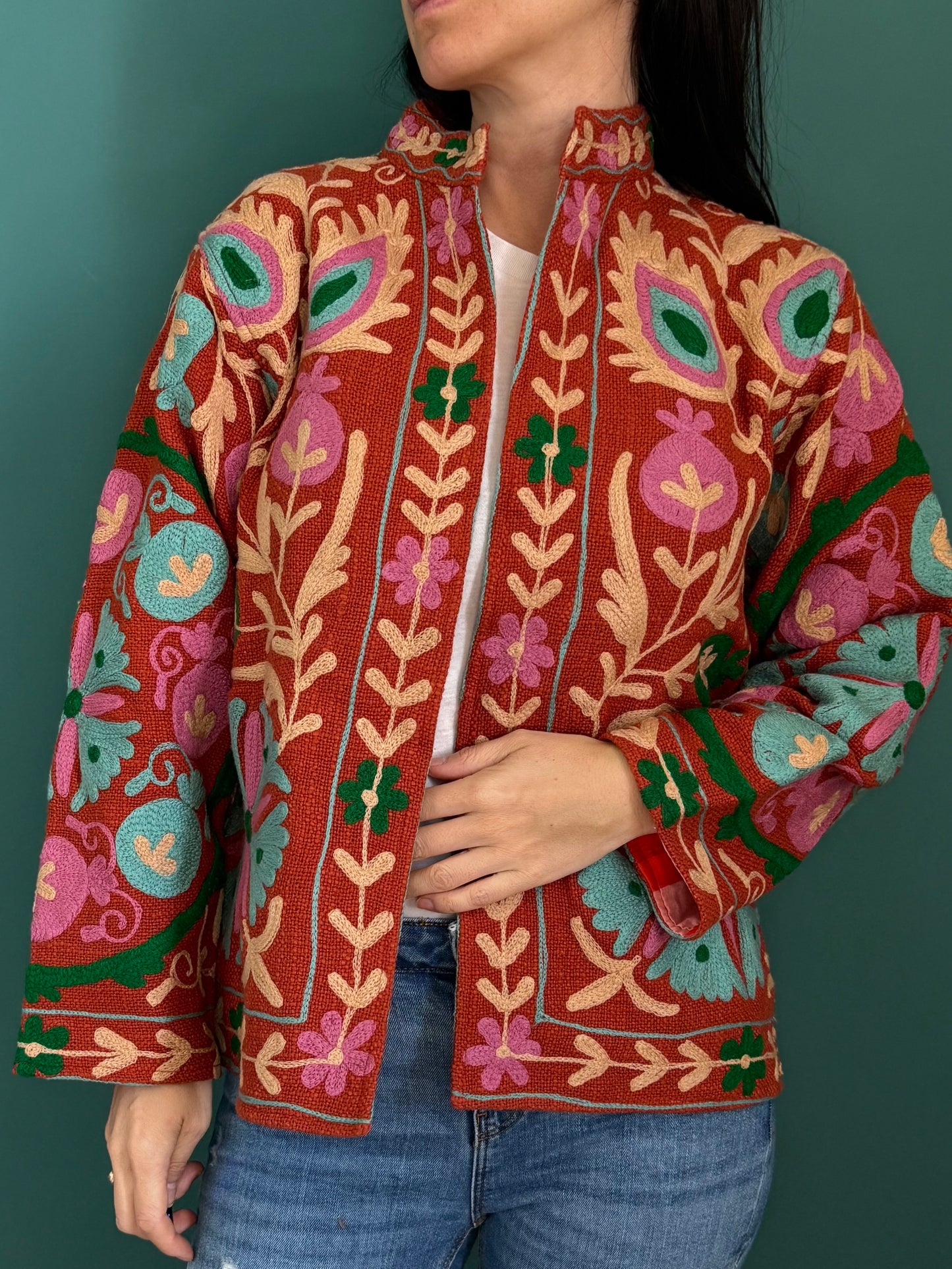 Cotton Suzani Jacket Embroidered Reversible