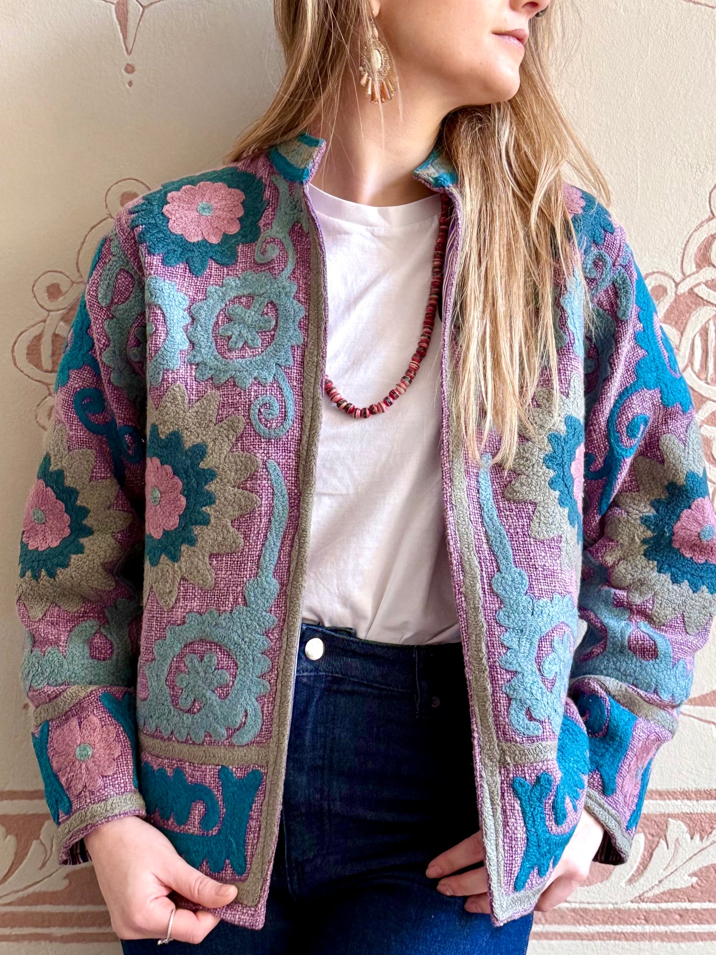 Cotton Suzani Jacket Embroidered Reversible