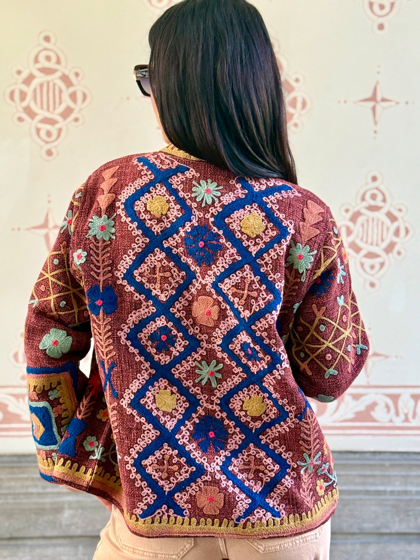 Cotton Suzani Jacket Embroidered Reversible