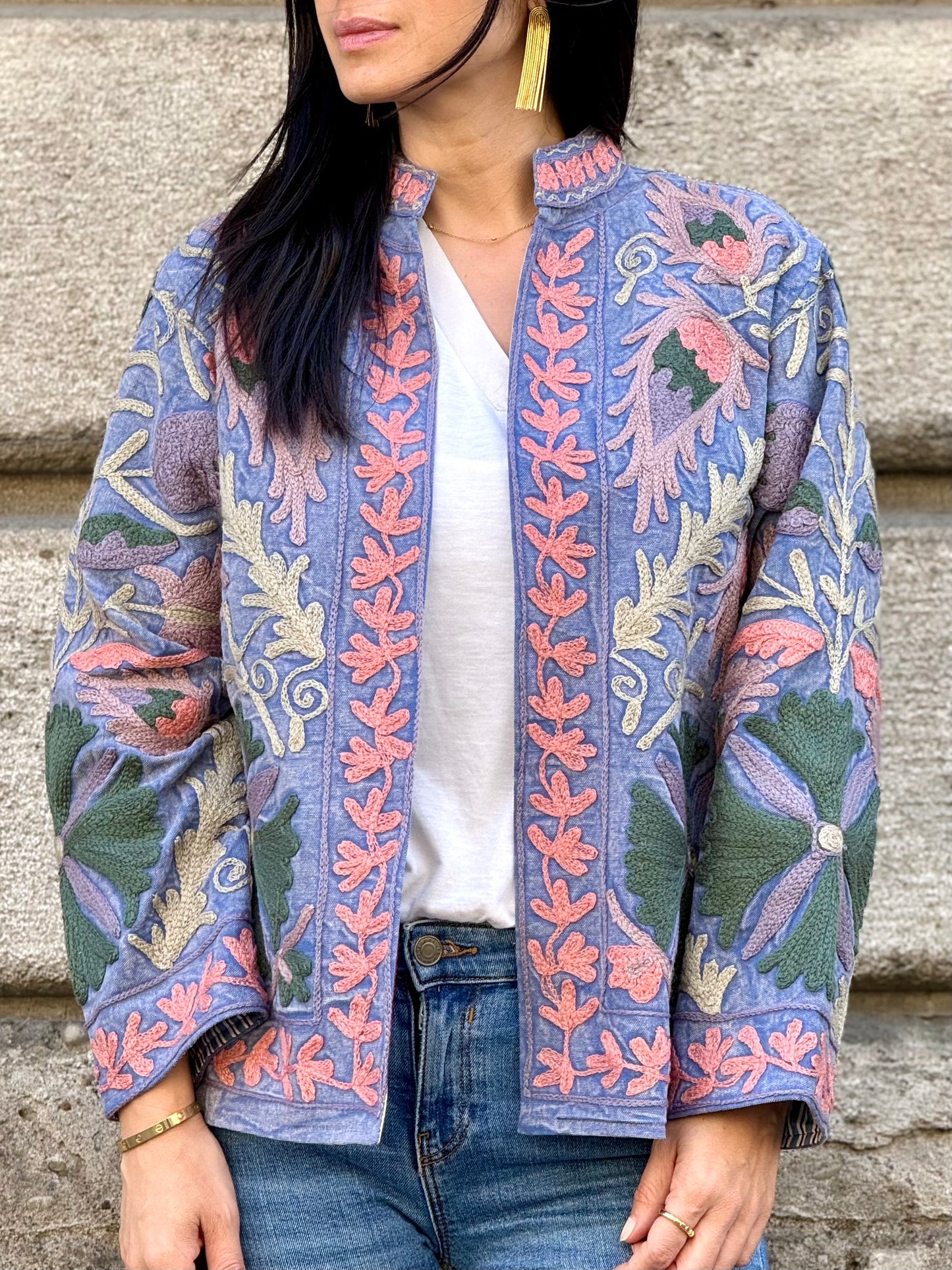 Cotton Suzani Jacket Embroidered Reversible