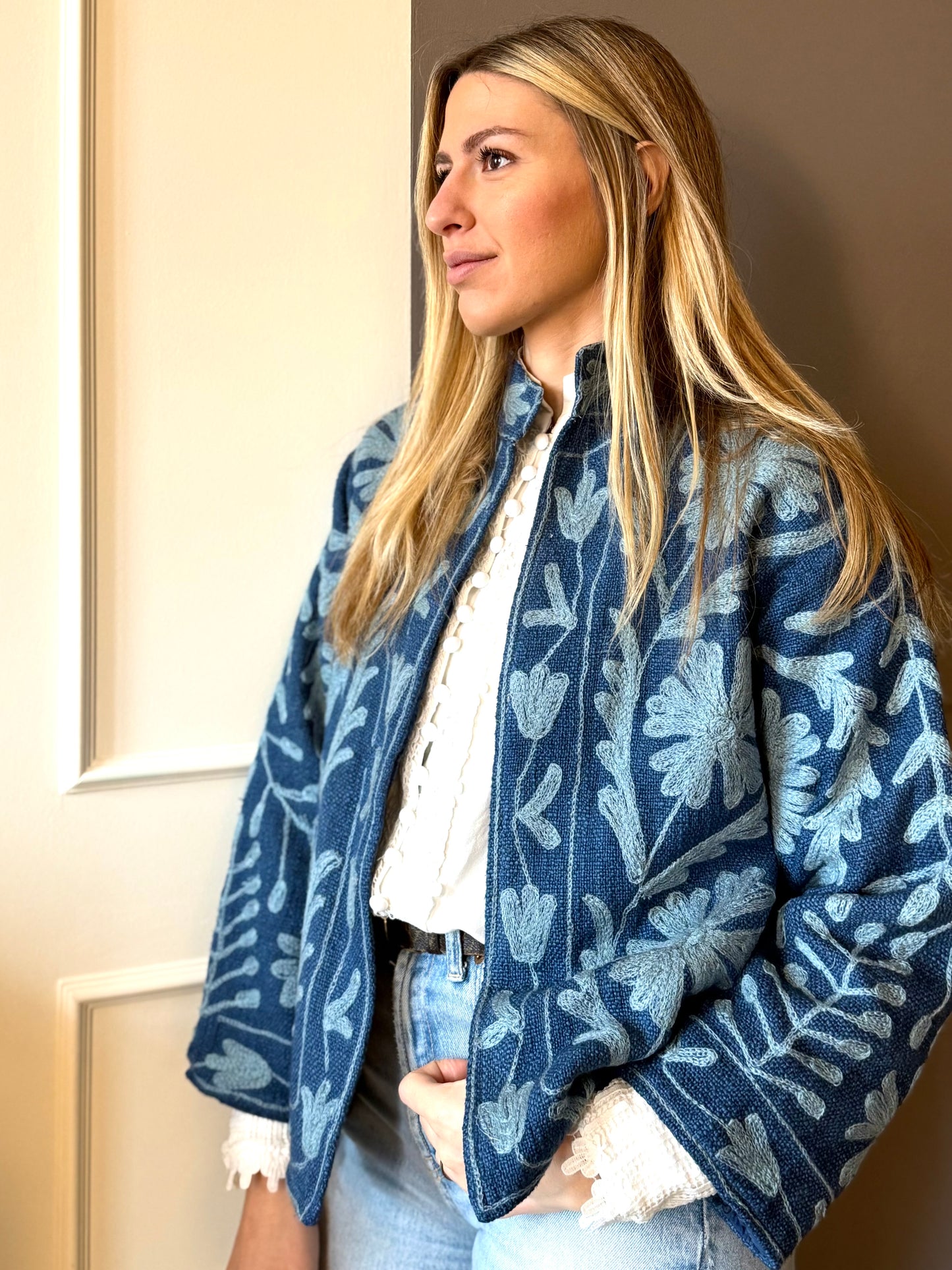 Suzani Giacca in cotone ricamato